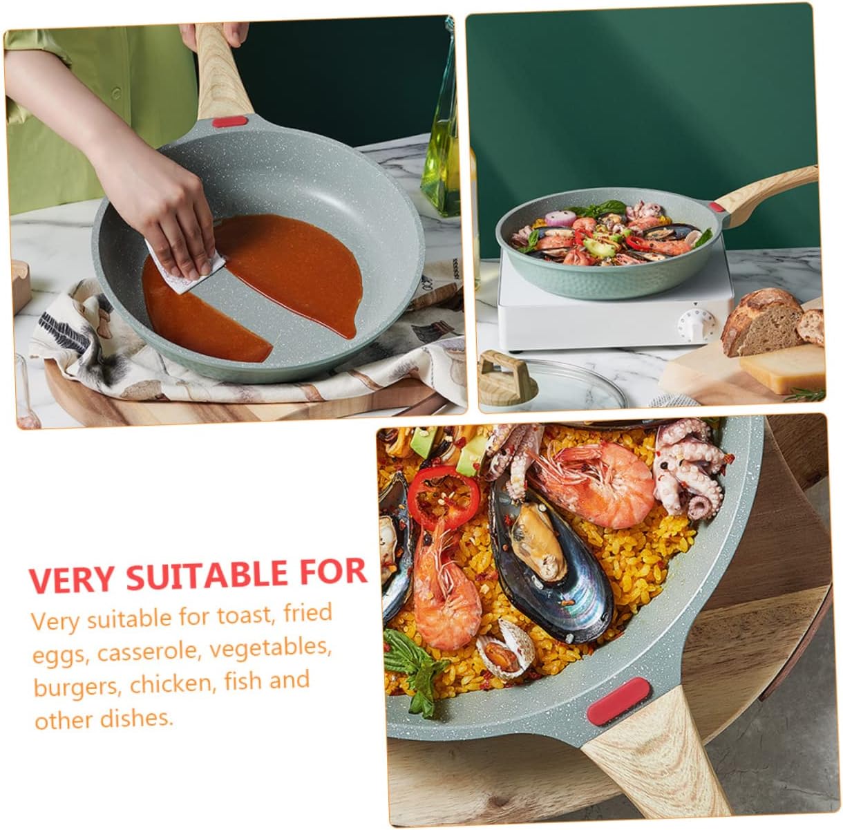 Mikinona Household Nonstick Pancake Pan Omelette Skillet for Cooking Breakfast Food and Bbq with Coating for Induction and Gas Stoves