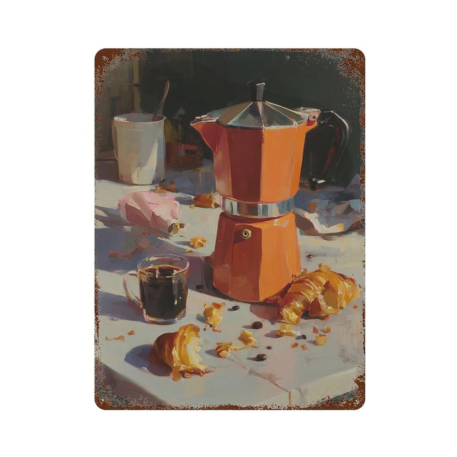xiaoxiaoshen Coffee Maker Kitchen Painterly Modern Dining Room Or Cafe Wall Decor Art Metal Tin Poster Modern Home Decor Art Home Bar Shop Decorations Vintage Sign 40x30cm
