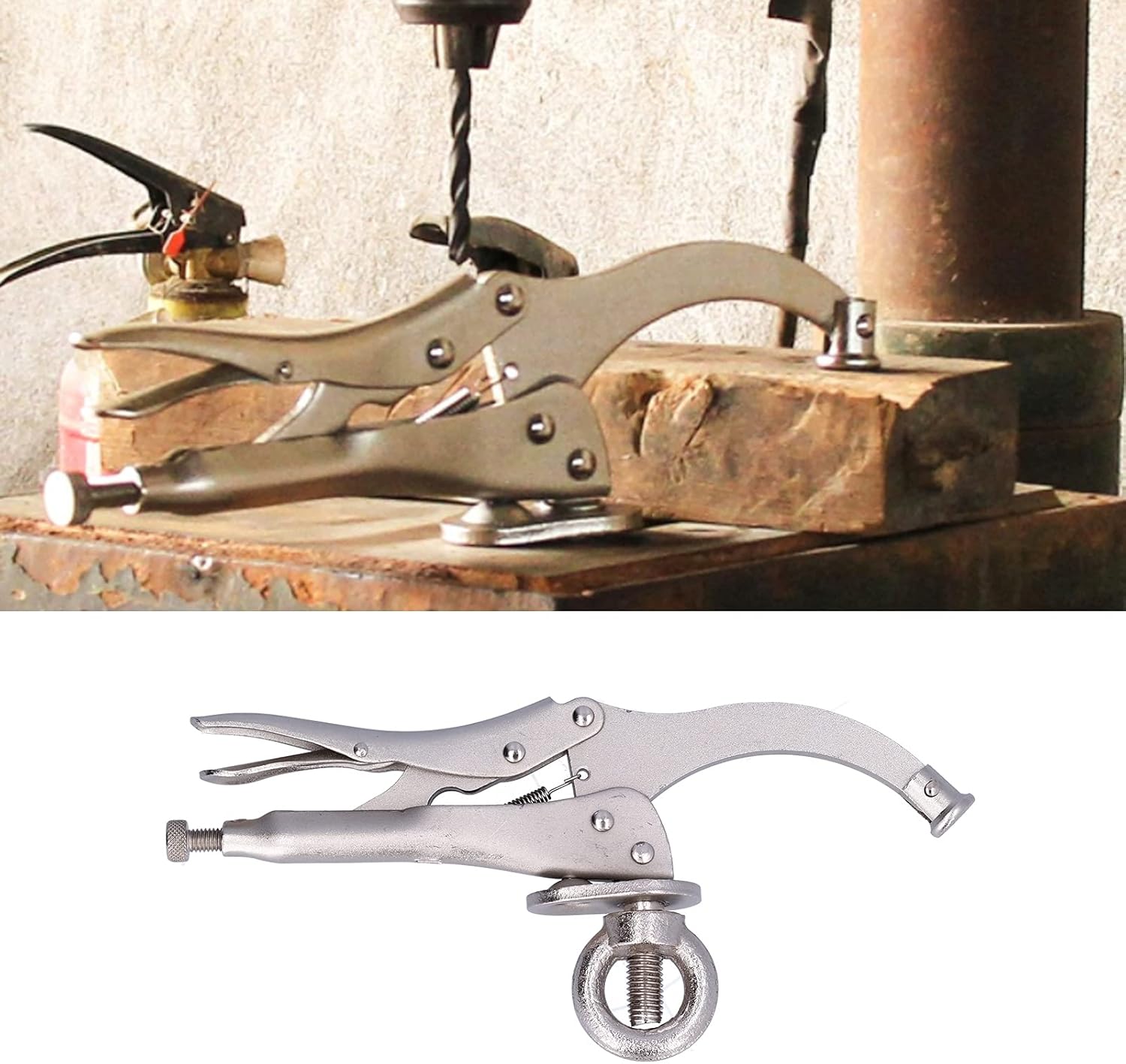 Special Type Locking Clamp, Locking Pliers, Woodworking Vise Welding Clamp, Drill Press Accessories Press Tool for Locking, Gripping(9'')