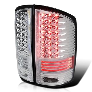 Spec-D Tuning Chrome Housing Clear Lens LED Tail Lights Compatible with 2002-2006 Dodge Ram 1500/2500/3500, Left + Right Pair Assembly