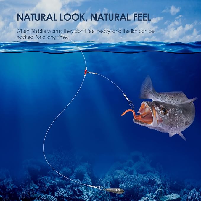 Fishing Leader Fishing Rigs, Luroad 6/12/18 Pcs Nylon-Coated Lines with Swivels Snap Beads, Stainless Steel Hooks Crimps Saltwater Freshwater para Pesca miniatura 4