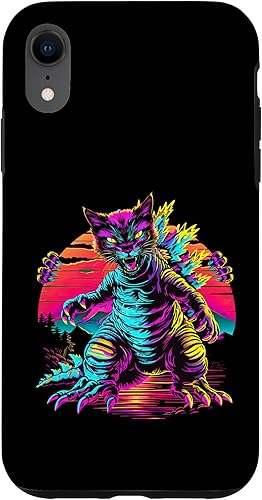 Miniatura 8 de iPhone 13 Pro Streetwear Synthwave 80s 90s Catzilla graphic Cat Japanese Case