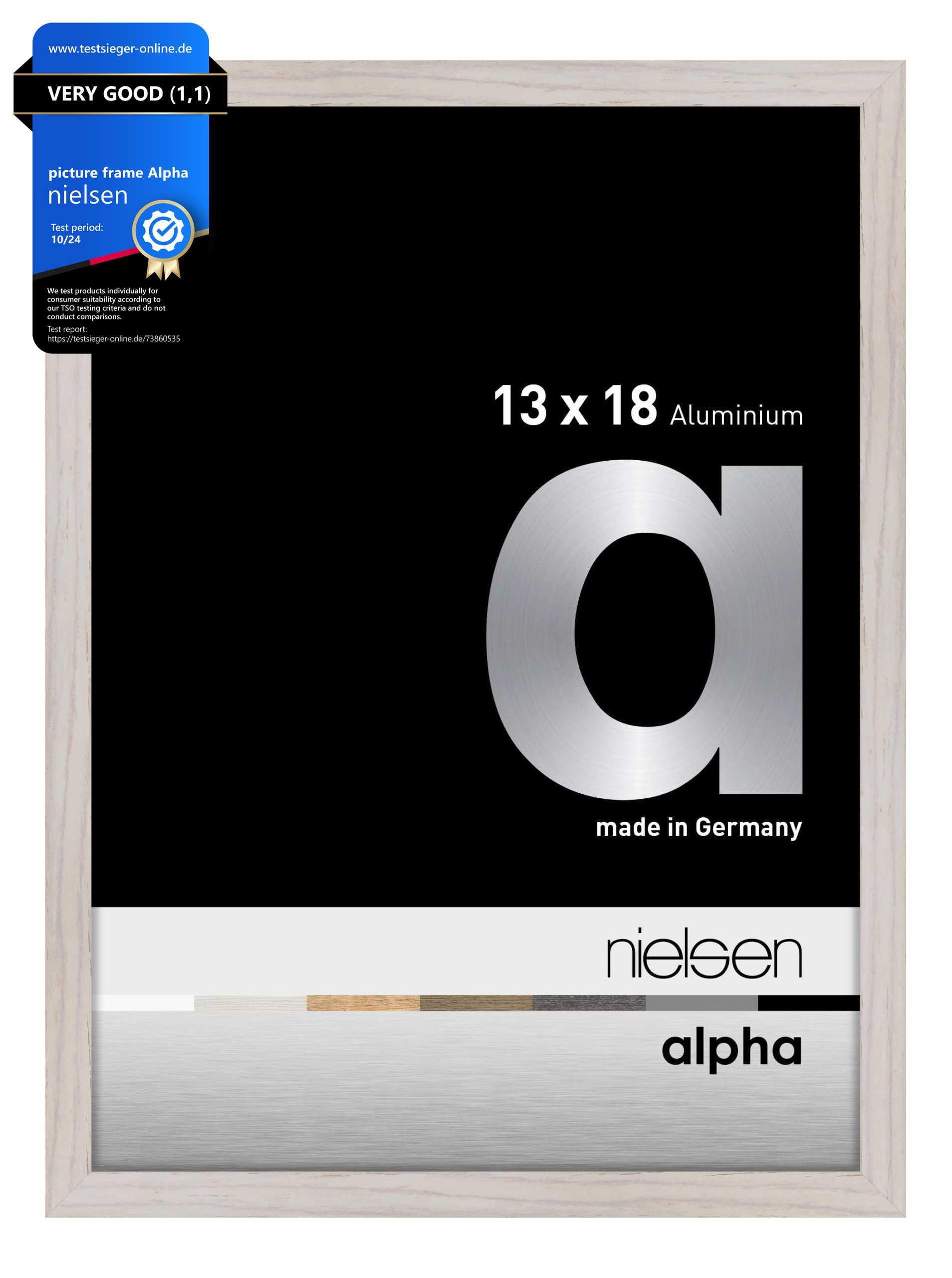 Nielsen  Alpha Aluminium Picture Frame With Glass Front - Oak White - 13 x 18cm