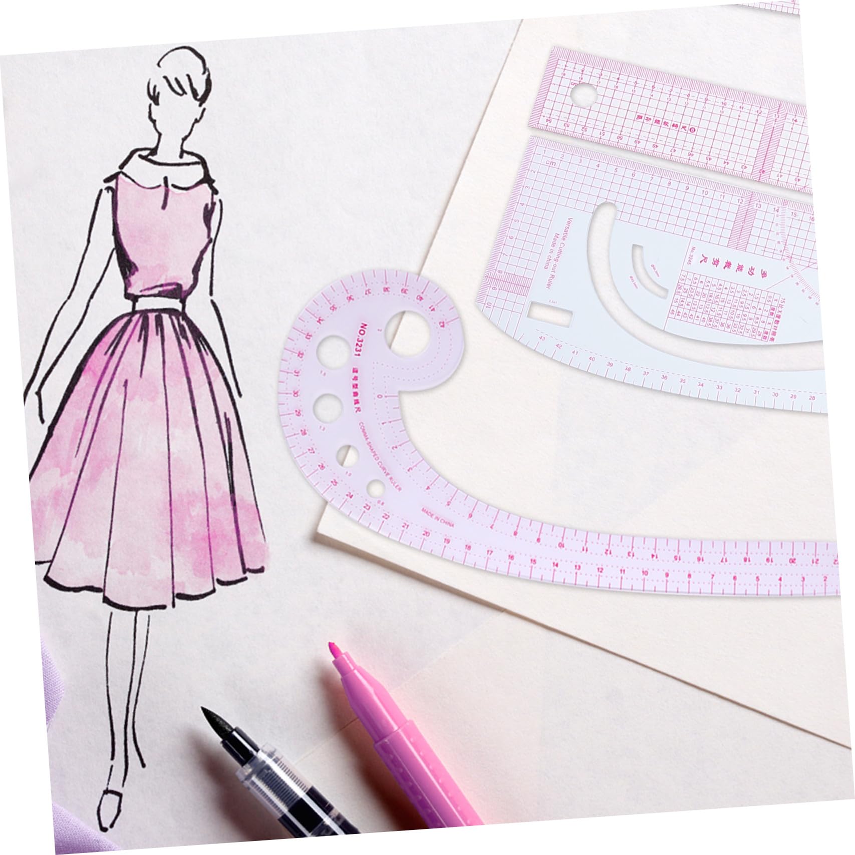 Holibanna Regla de Costura de Precisión para Confección de Ropa Escala Clara y Medición Exacta, Material Pet, Adecuado para Costura y Diseño Profesional