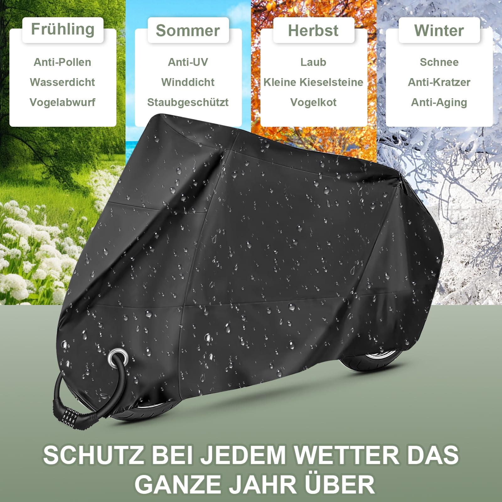 Telo Coprimoto Impermeabile Per Esterno Copri Moto Tessuto Oxford Teli Per Moto Resistente A Polvere/Anti-UV Copertura Per Moto Con Strisce