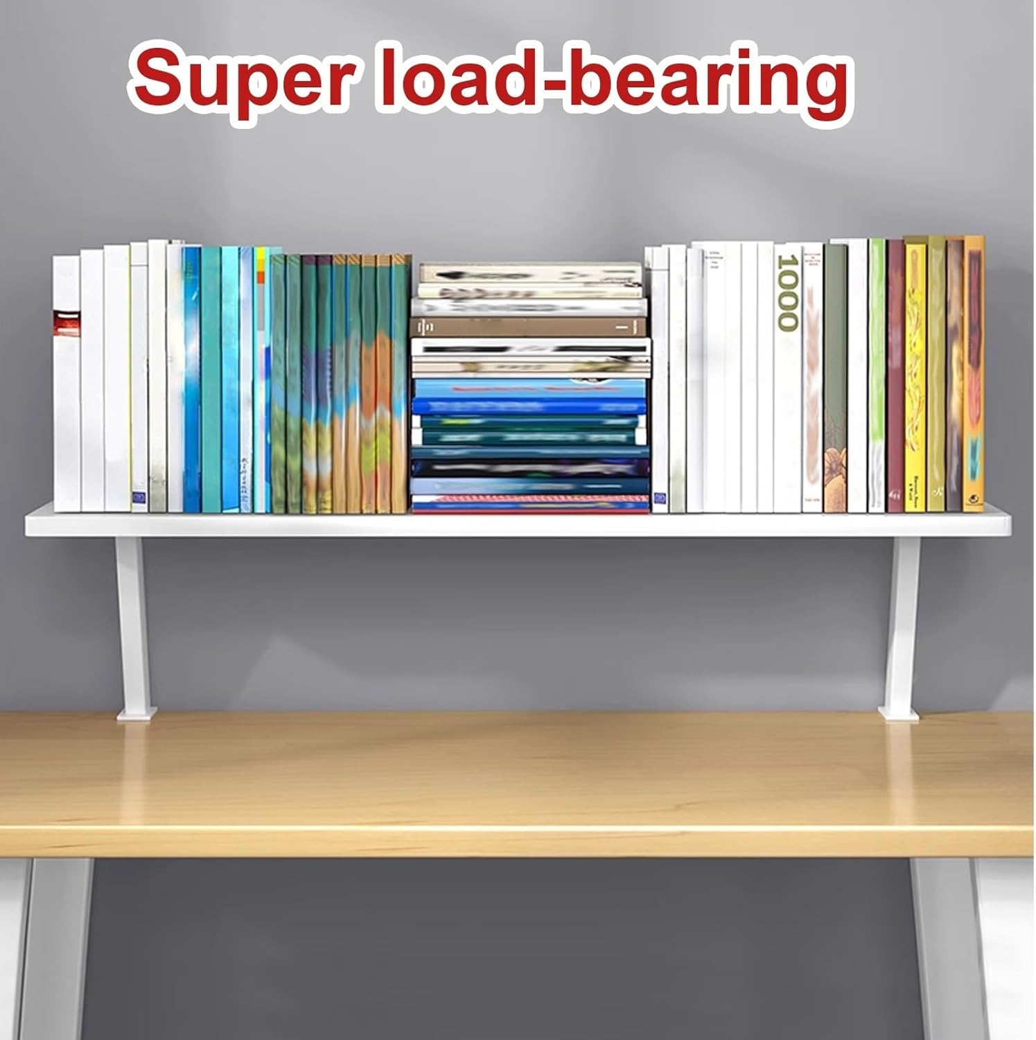 Clamp on Desk Organizer Shelf, Raised Desktop Organizer, Elevated Workstation Accessory Platform, for Table Accessories(Color:White,Size:L-60cm)