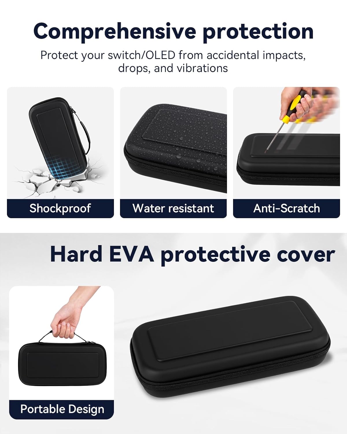 SnapTek Large Capacity Carrying Case for Nintendo Switch 2 - 3 in 1,with 24 Game Card Slots & 4 Thumb Grip Caps,Protective Hard Shell Portable Travel Case Pouch for Switch 2,Black - Image 3