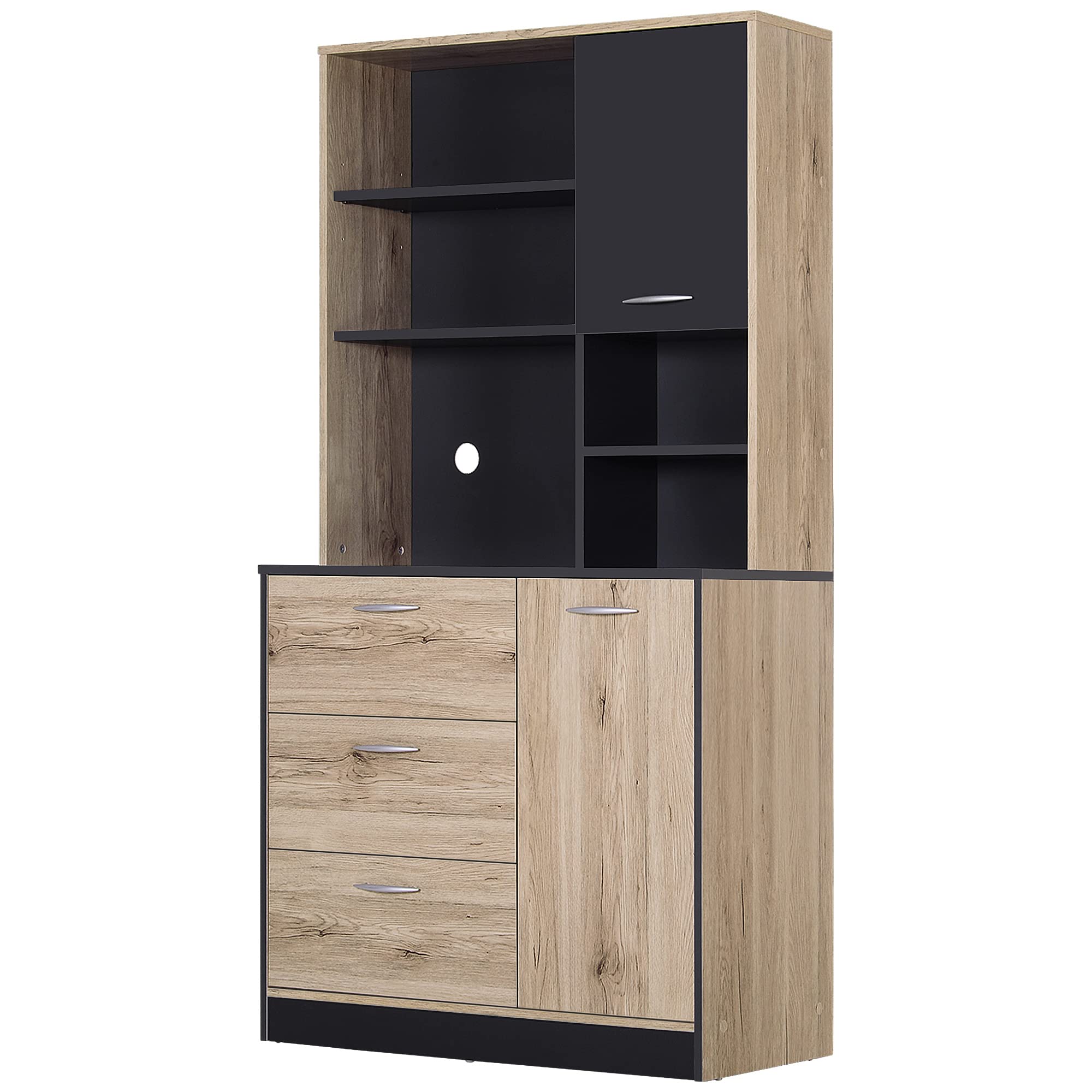 67" Freestanding Buffet with Hutch, Kitchen Pantry Storage