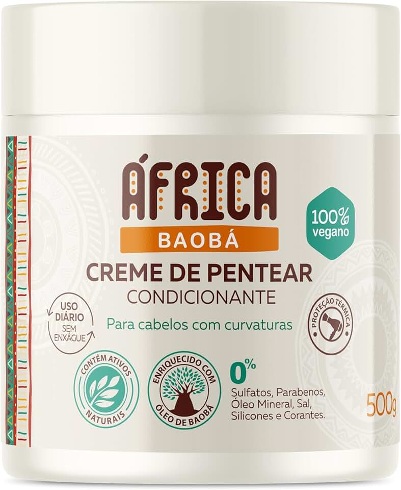 Ápice Creme de Pentear África Baobá | Hidratação, Definição e Proteção Térmica para Cabelos Cacheados, Crespos e Ondulados | 500g