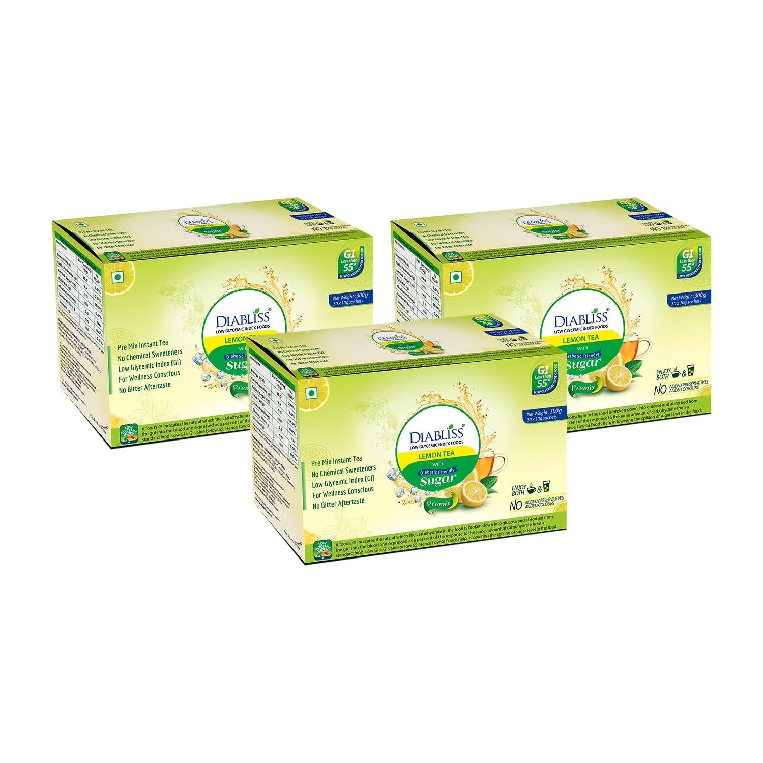 Diabliss Diabetic Friendly Lemon Tea made with Low GI Sugar - Free from Chemical/Artificial Sweetener - Low GI - 300 Grams Sachet Box - Combo Pack of 3(90 Sachets) - Diabetes (B0BQDPV3ZN) Amazon Price History, Amazon Price Tracker