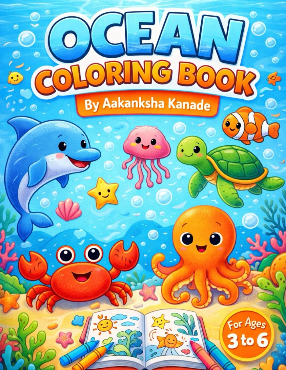 Ocean Coloring Book: Fun and Easy Sea Creature Coloring Pages for Toddlers & Preschoolers | Whales, Sharks, Dolphins, Octopus, and More