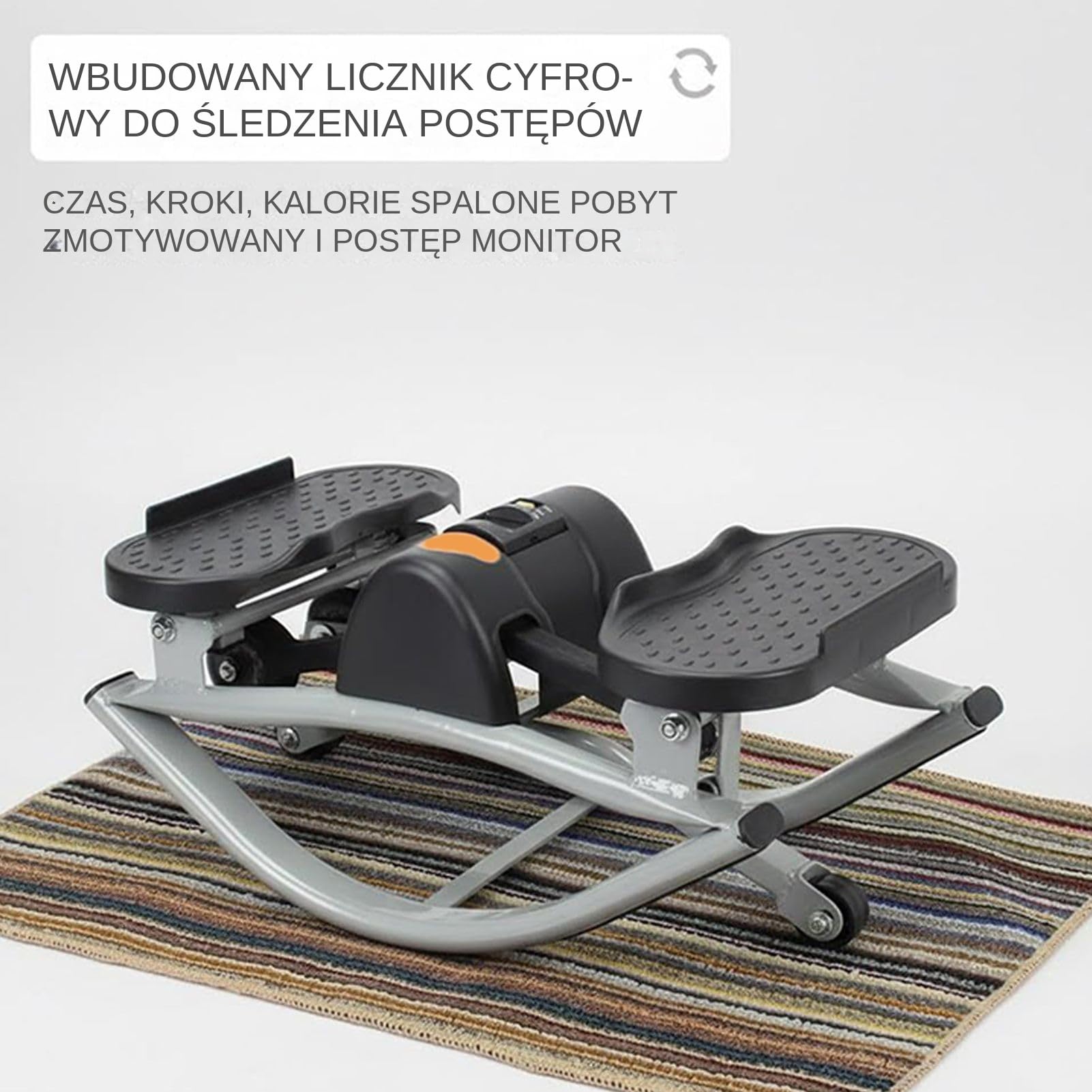 Stepper Do Ćwiczeń W Domu Akcesoria do Siłowni Domowej z Taśmą Oporową | Wahadłowy Stepper Fitness do Treningu Do Pośladków, Core, Górna i Partia, Do Domu, Siłowni, Na Zewnątrz, Dla
