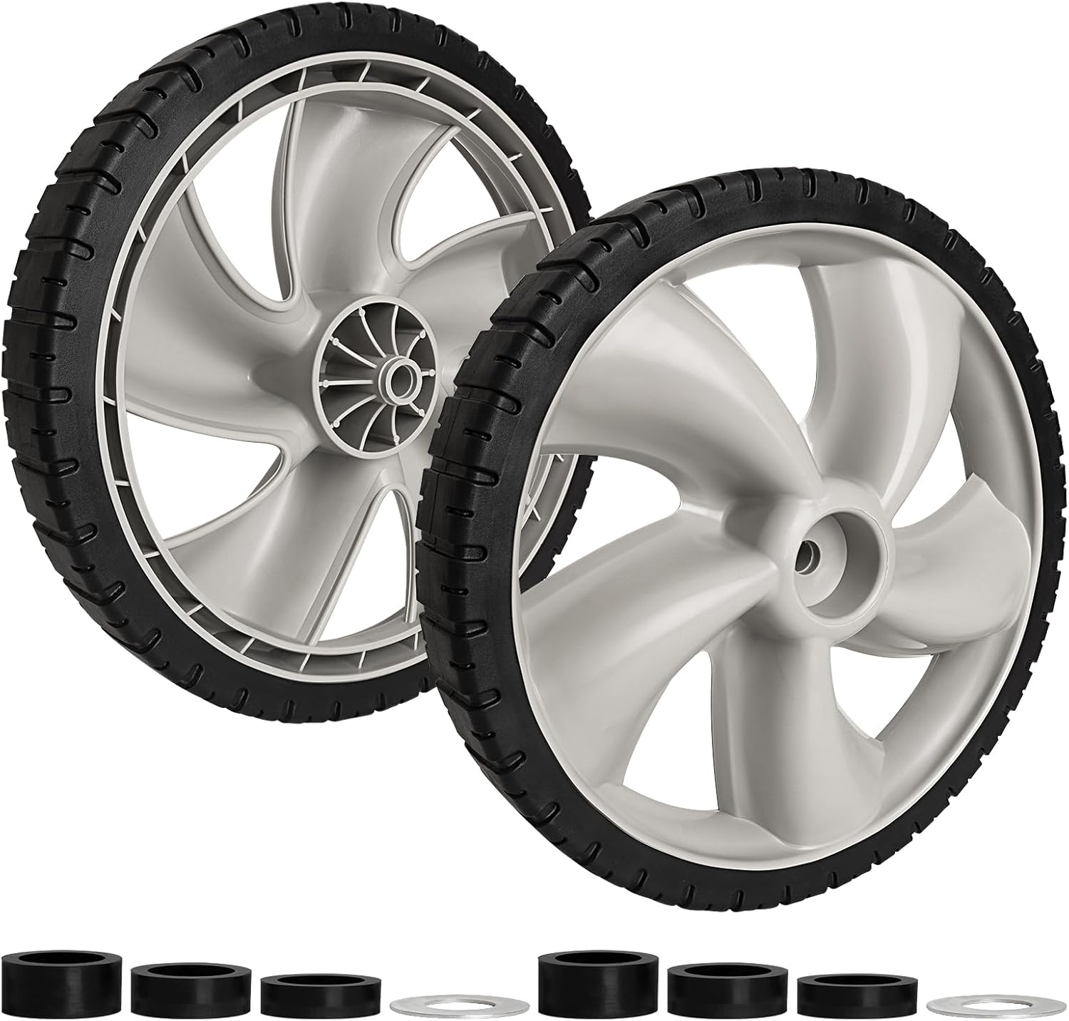 Replacement 490-324-0002 Rear Wheels for Craftsman Lawn Mower - 12-Inch Mower Wheels Tires Compatible with Pou-lan, Brute, Hon da, Hu sqvarna, Yard Machines Walk Behind Mowers, 2 Pack