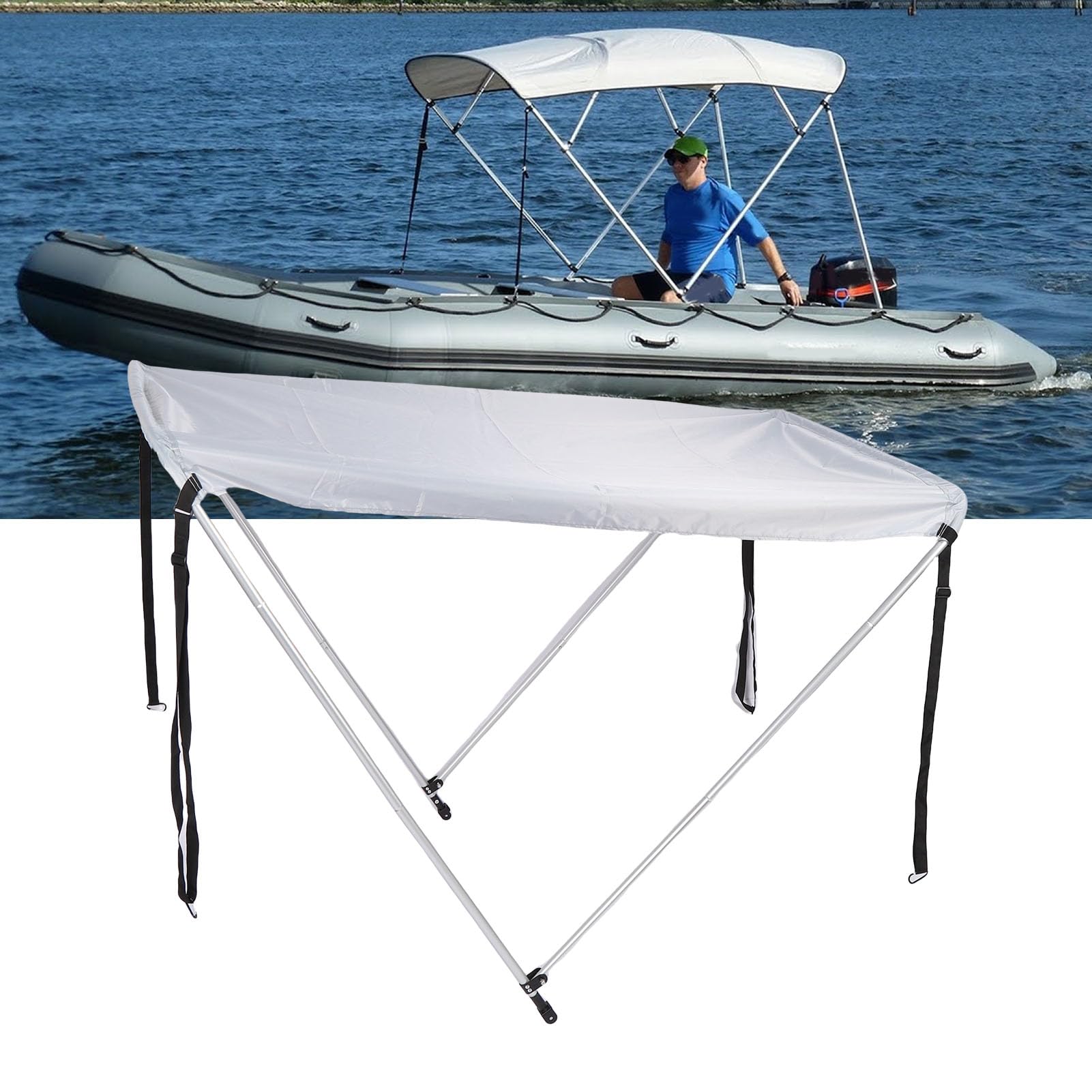 Focket Zadaszenie łodzi, Tkanina Oxford Powlekana 210D, Wodoodporne Bimini Bimini, Rama ze Stopu Aluminium, Składana Osłona Przeciwsłoneczna do łodzi, do Kajaków, Pontonów