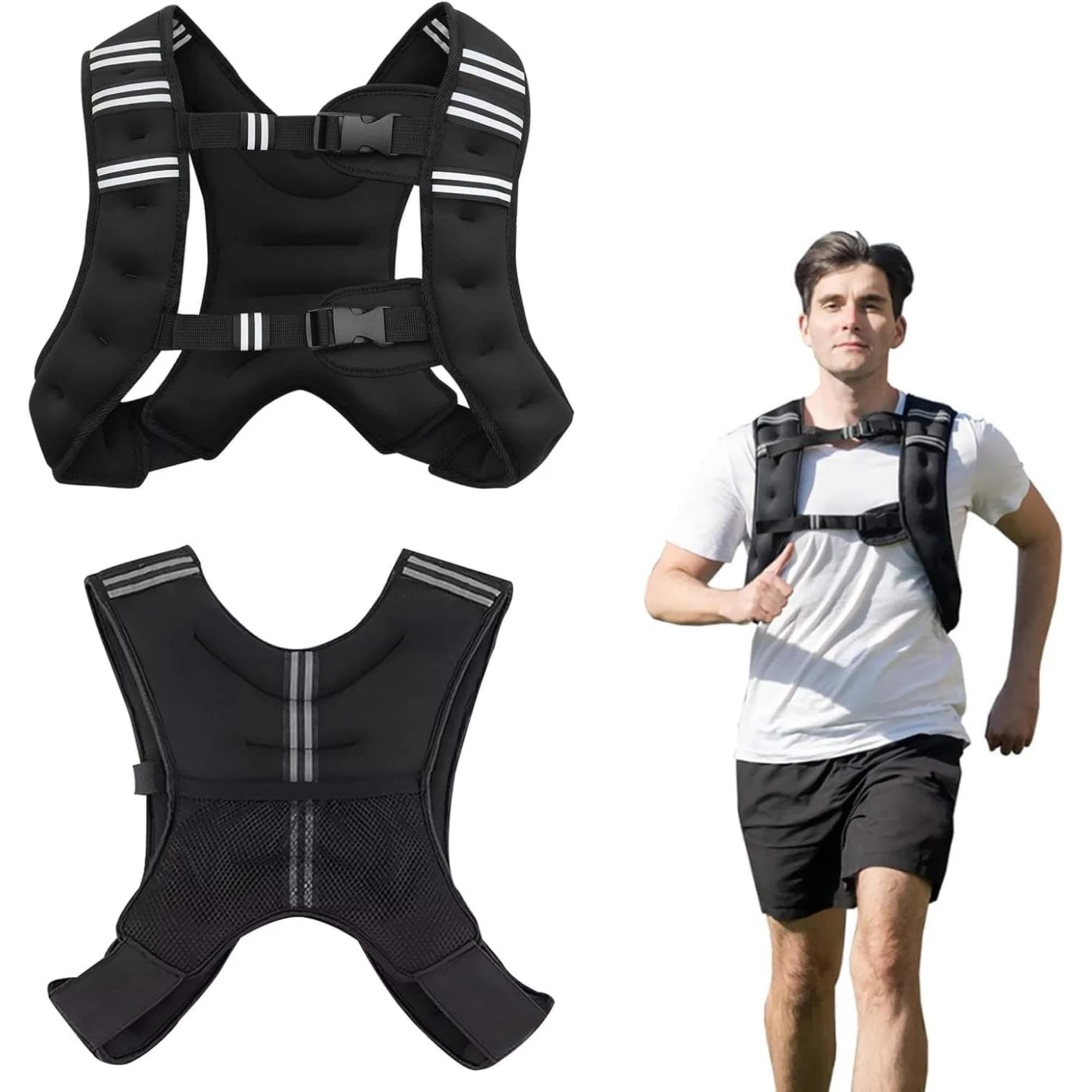 Adjustable Weighted Vest for Fitness Training – 5kg/10kg for Running, Jogging, Gym Workouts – Enhance Strength & Endurance (Black, 10KG)