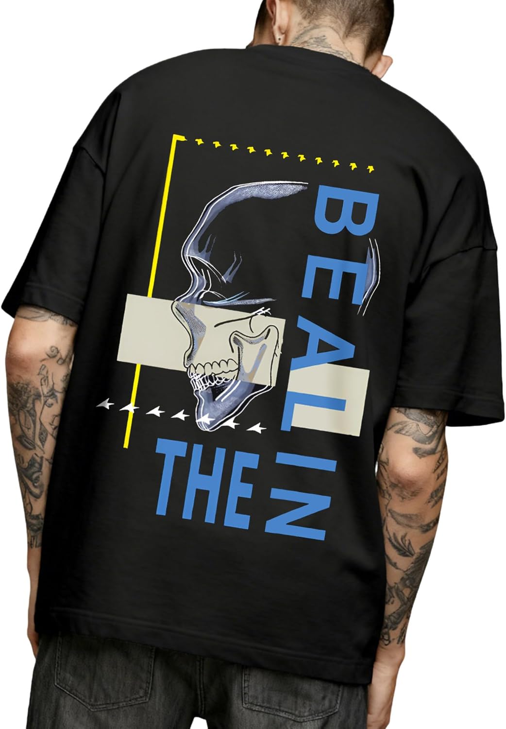 Bealin Men's Graphic Tee Oversized Graffiti Print Short Sleeve Summer Casual Rapper Streetwear T-Shirt
