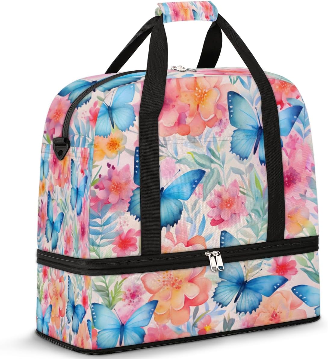 QsirBC The Spring Fun Decor Gym Bag for Women Duffle Tote with Shoes Compartment Men Weekender Duffel for Dance Travel Sports Swimming Overnight