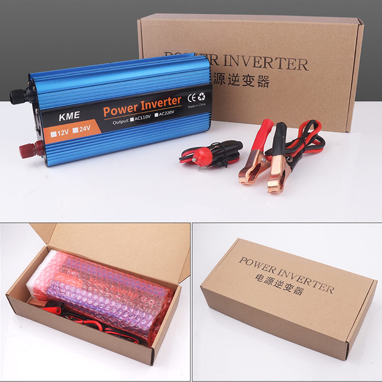 500W 1200W 2000W 2600W Inverter di Potenza DC 12V 24V 36V 48V 60V a AC 110V 220V Convertitore di Tensione del Veicolo con Clip per Accendisigari a Coccodrillo e Display,1200W-36V