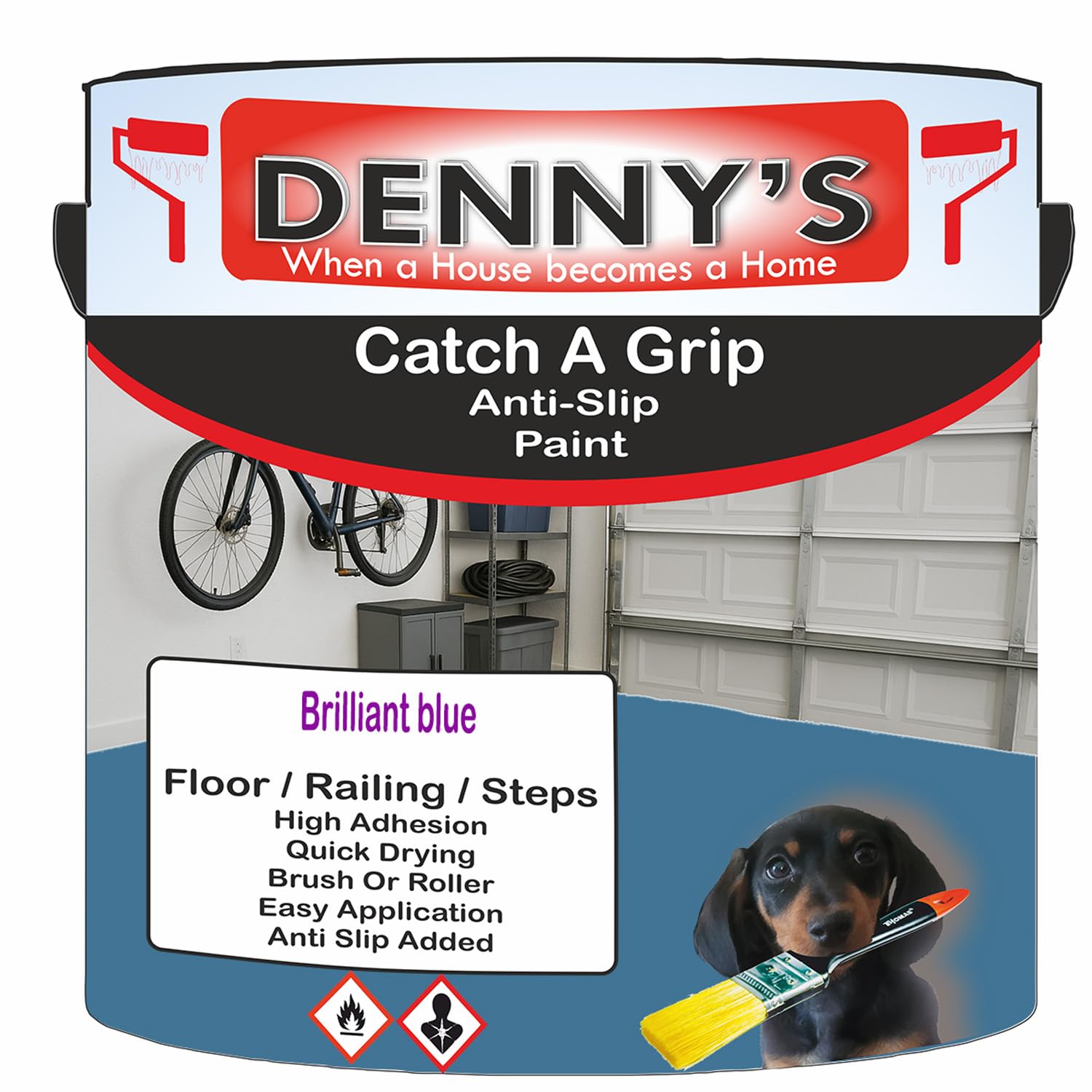 Catch A Grip Anti Slip Floor Paint – Non Slip Coating for Steps, Railings & Garages – 170 Colours, High Adhesion, Quick Dry, Multiple Sizes (Brilliant blue, 5 Litre Tin)