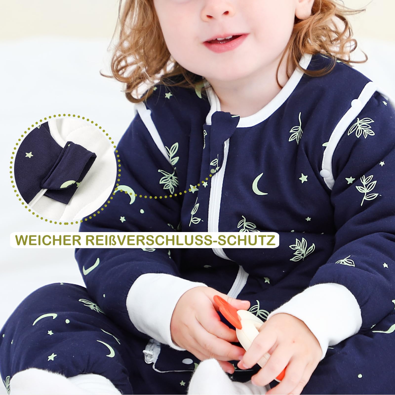 Schlafsack mit Füßen 3.5 TOG Baumwolle Mondlichtblätter L