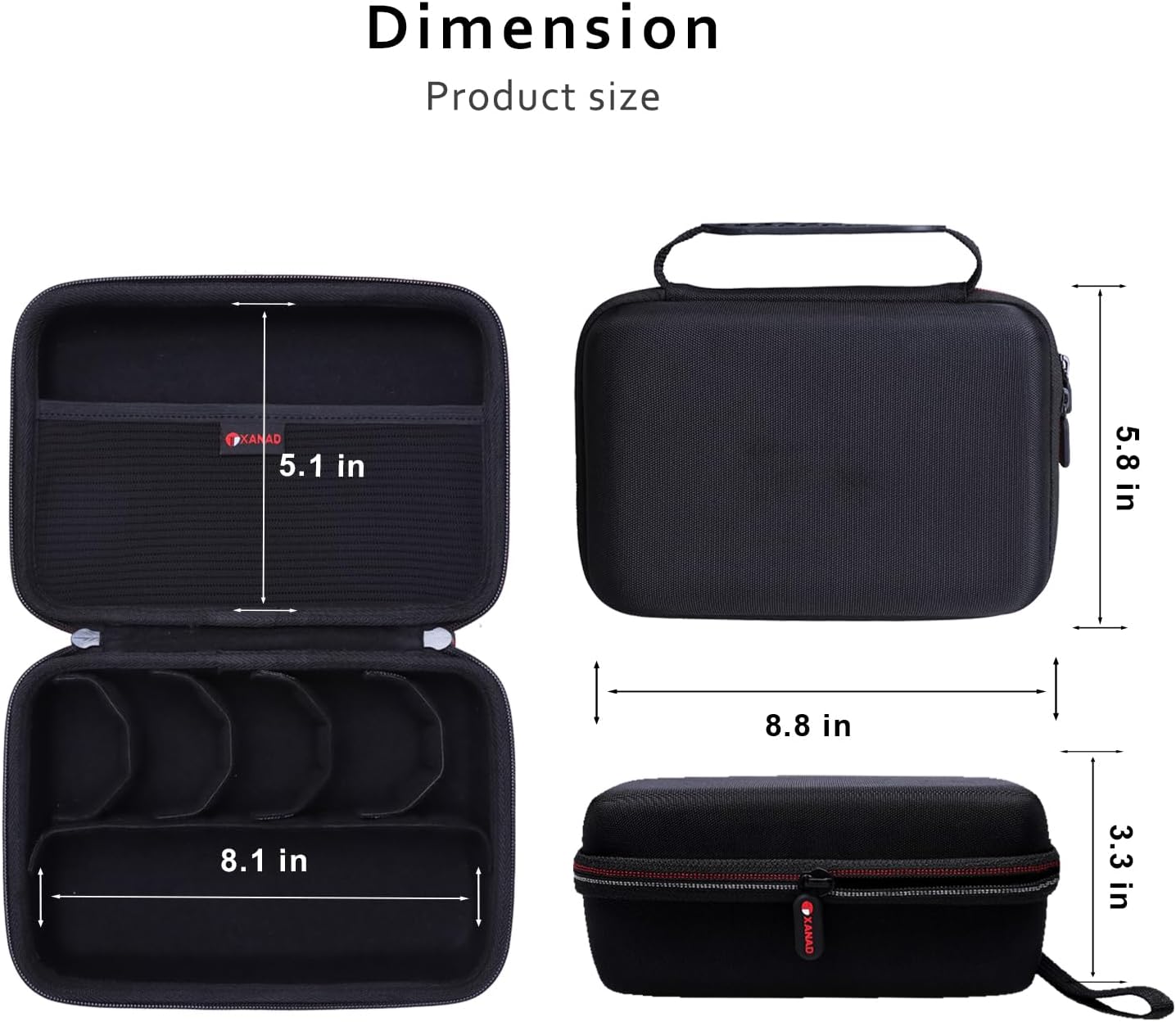 XANAD Hard Case for GoPro Hero 13 12 11 10 9 8 7 6/ DJI Osmo Action 5 4 / Osmo Nano/Osmo 360 / Insta360 GO Ultra GO3S / Ace Pro 2 Action Video Cameras - With 5 Moveable Dividers - Image 4