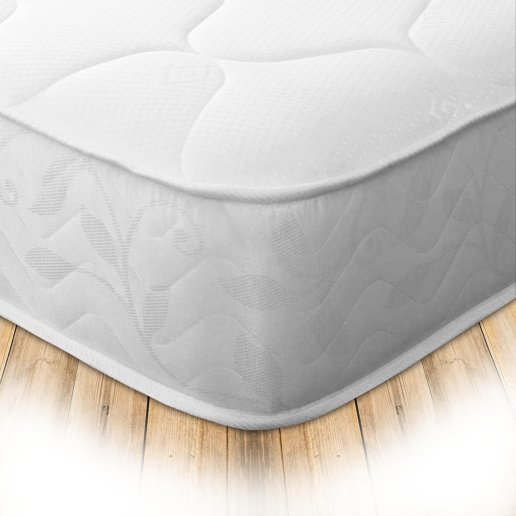 Starlight Beds Spin Top Single Memory Foam Mattress. Sprung Single Mattress with Memory Foam Layer. 20cm Deep, Soft Feel, White, 3ft x 6ft3 (90cm x 190cm)