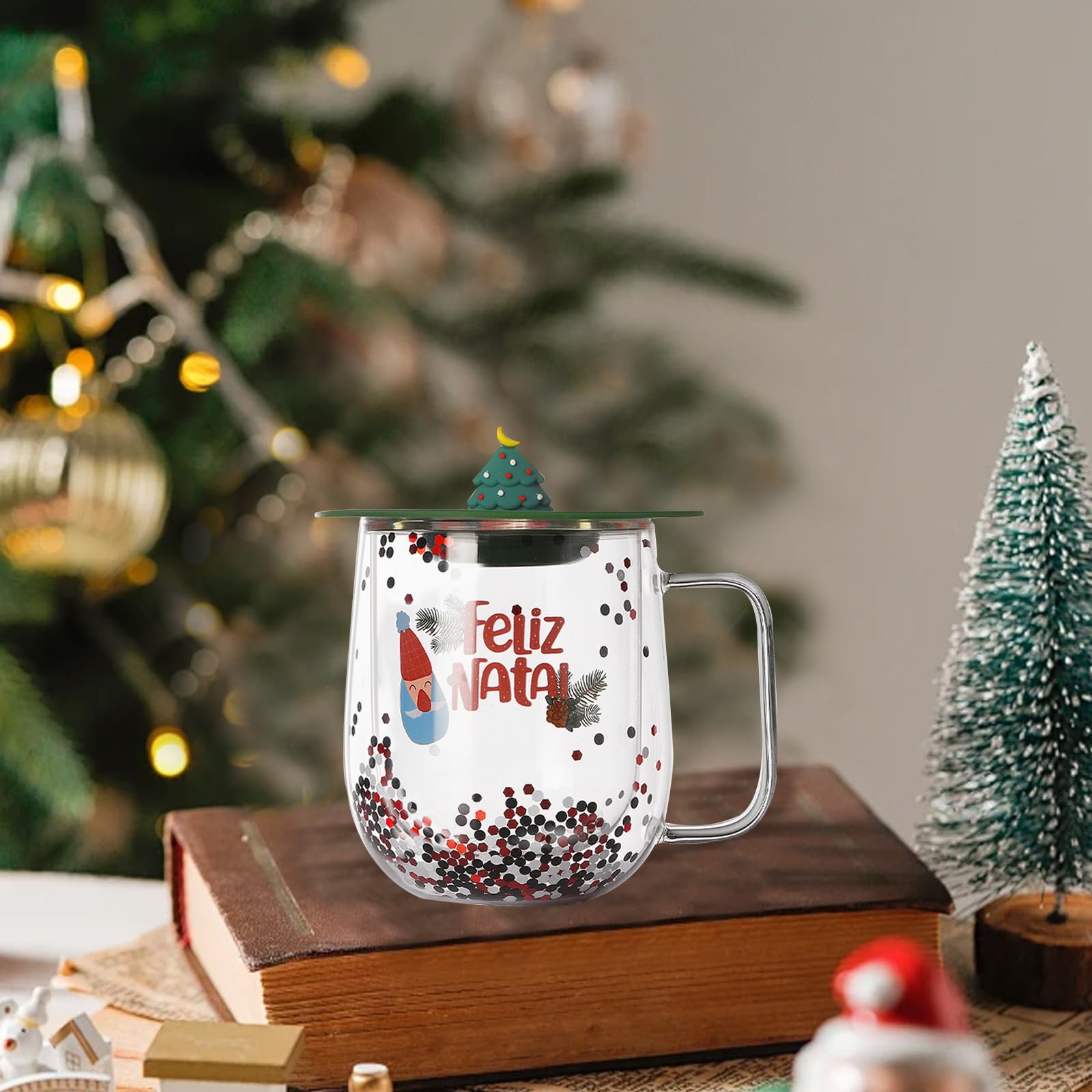 Vetro A Doppia Parete, Caffè Di Natale Trasparente, Tazza Di