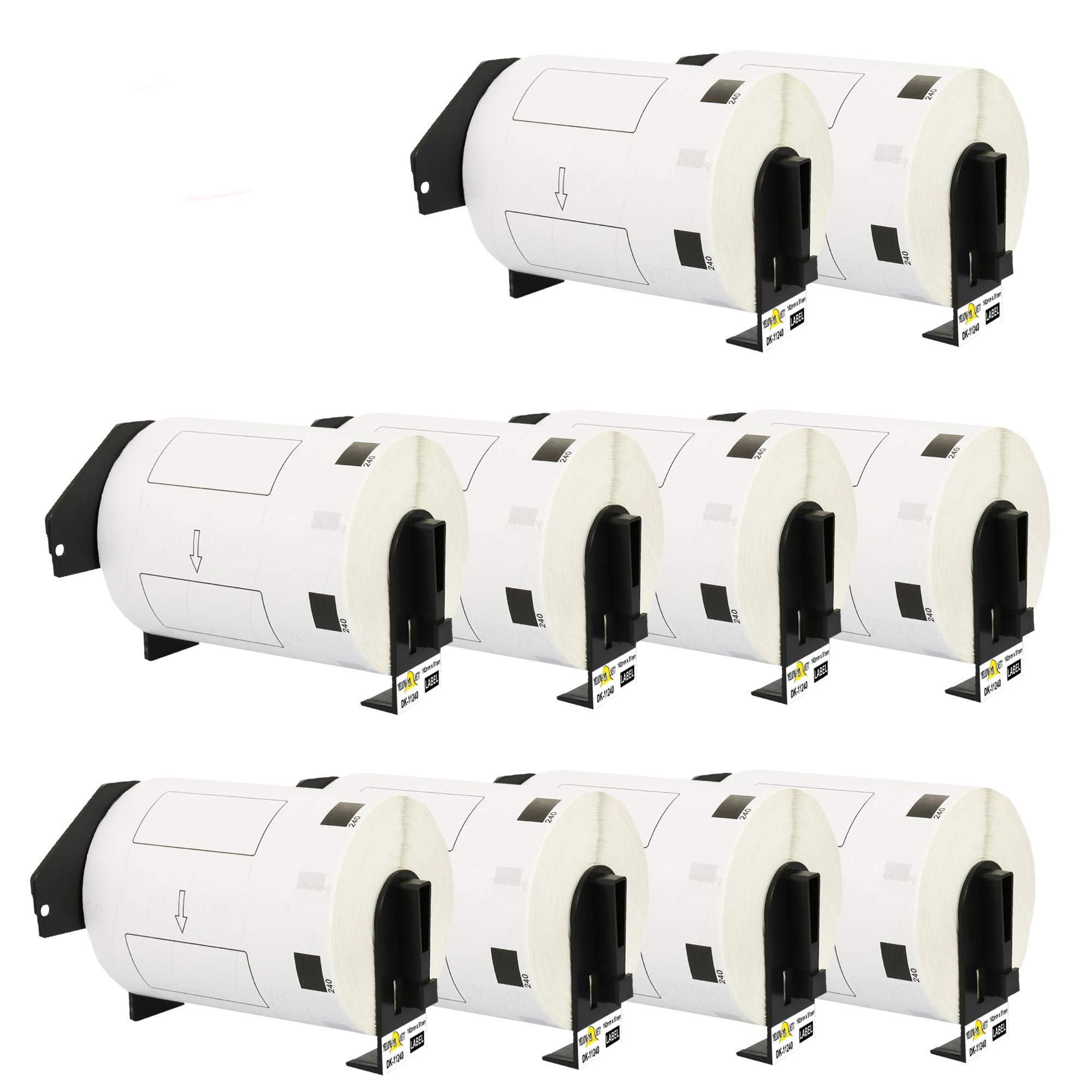 Yellow Yeti 10 Rollos DK-11240 102 x 51mm Etiquetas para envíos, códigos de barras compatibles para Brother P-Touch QL-1050 QL-1050N QL-1060N QL-1100 QL-1110NWB | 600 Etiquetas/Rollo