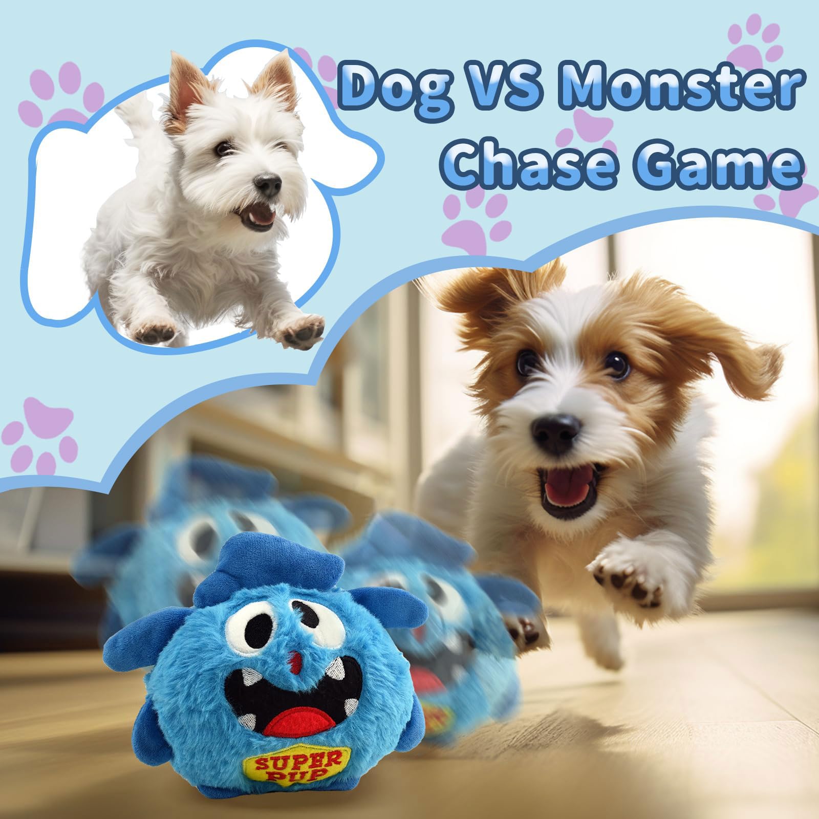 Jouets interactifs pour chien pour l'ennui – Jouet interactif en peluche monstre en peluche, jouet couineur pour chien, jouet électronique pour chiot