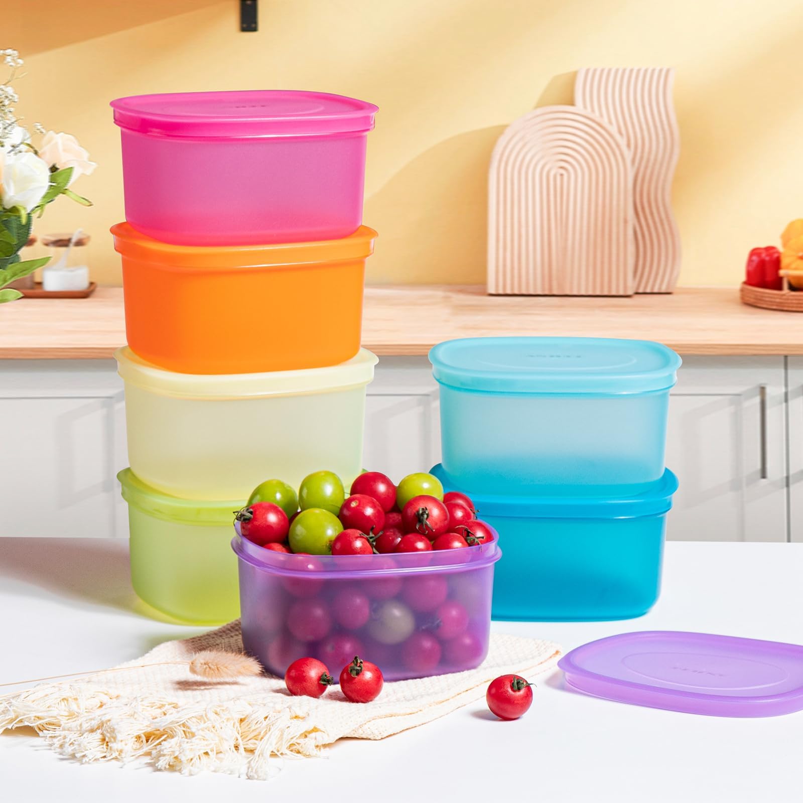 7 recipientes herméticos de almacenamiento de alimentos con tapas, recipientes reutilizables para preparación de comidas, congelador, microondas, lavavajillas, congelador, para preparación de comidas,