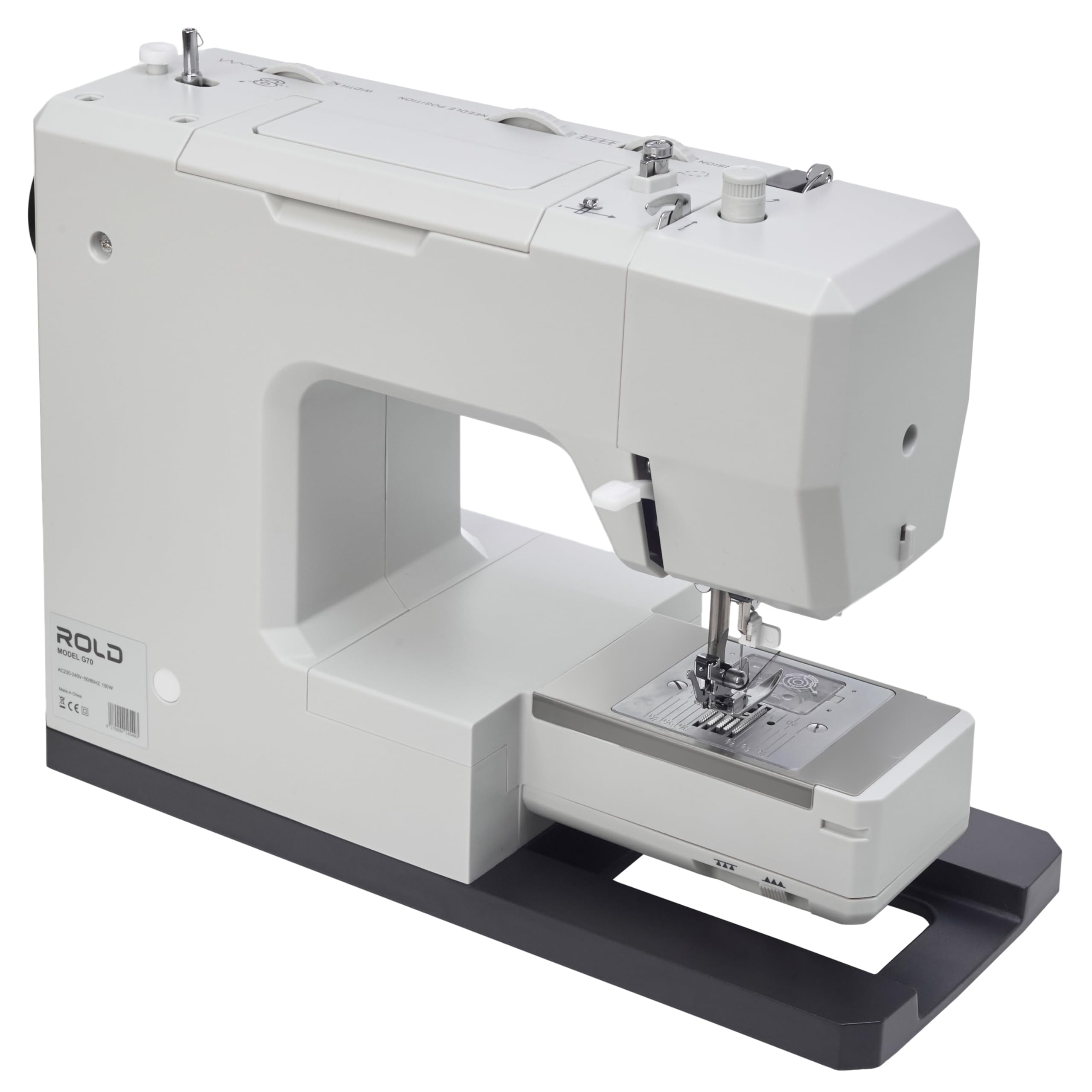 ROLD G70 Nähmaschine mit 34 Nähprogramme, Automatisches Knopfloch, 100-Watt-Servomotor, Nadeleinfädler, Edelstahl-Nähplatte