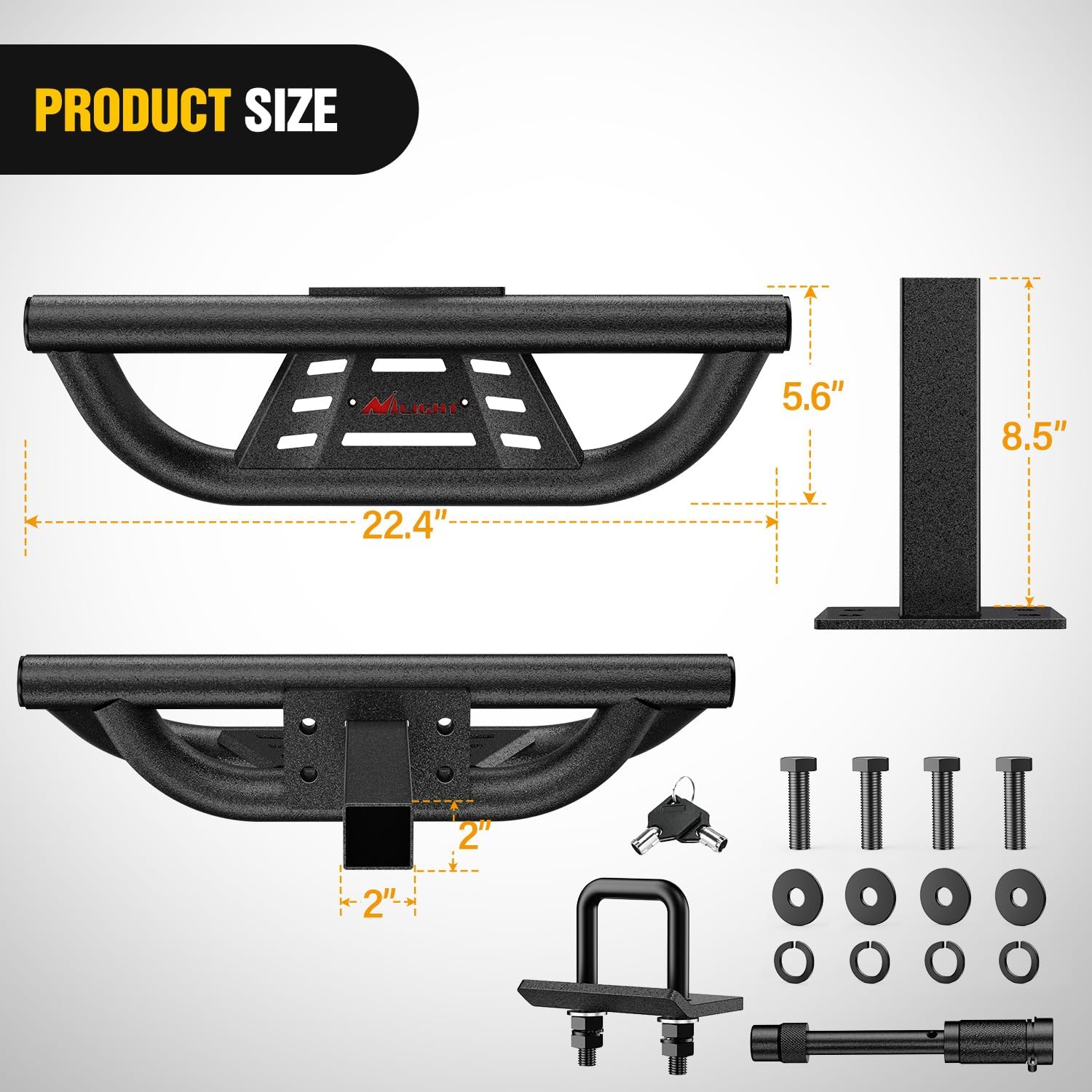 Nilight Drop Hitch Step 2" Receiver Universal for Pickups Trucks SUVs ATVs