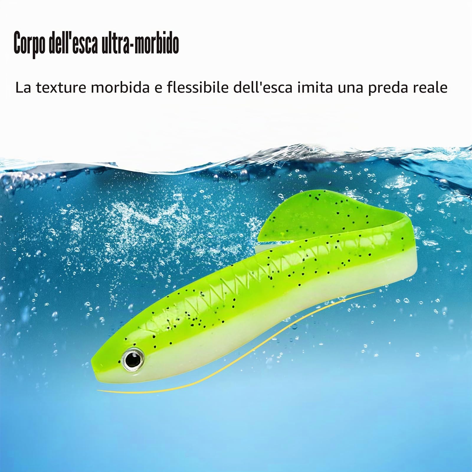 51 Pezzi Set di Esche da Pesca Esche in Silicone con 15 Testine Piombate Spinning e 36 Esche Siliconiche Trota con Scatola Adatto sia per Ambienti di Acqua Dolce che di Acqua Salata