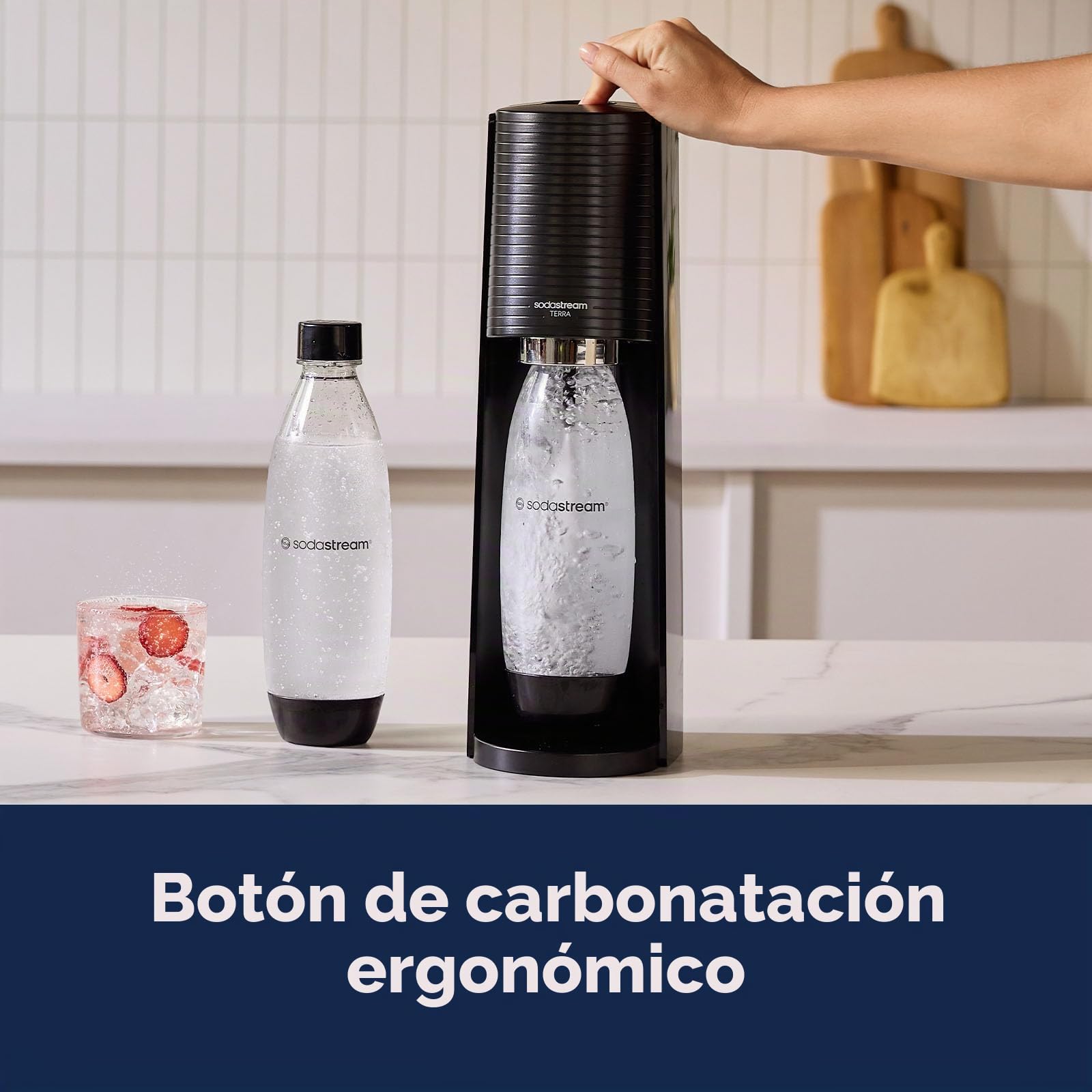 SodaStream Terra - Máquina de agua con gas (negro) con botella de CO2 y DWS