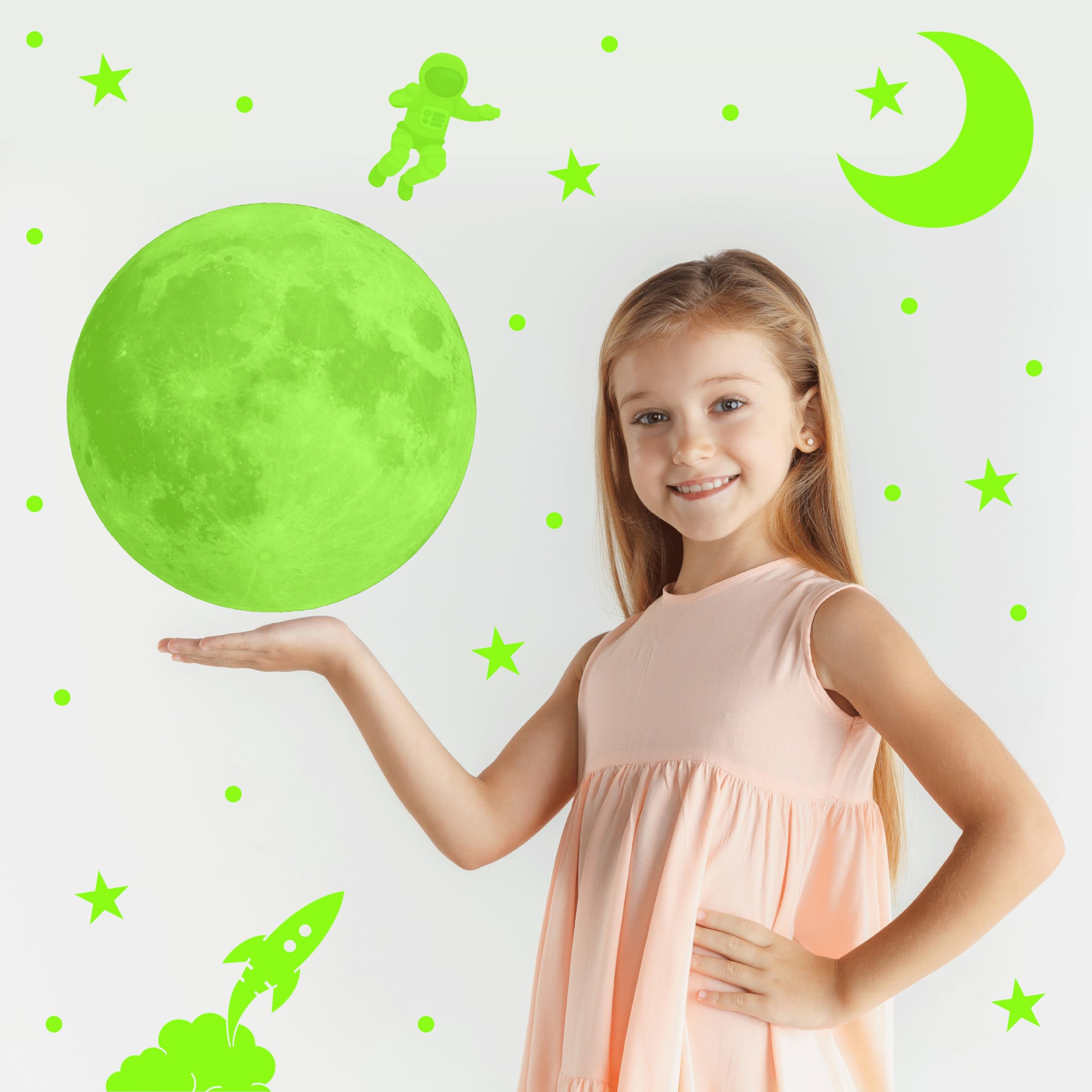 Ashamohar 29 cm Glow in The Dark Star Moon Astro Vinyl Wall Stickers, Adhesive Room Décor, Self Adhesive Sticker (Pack of 1)