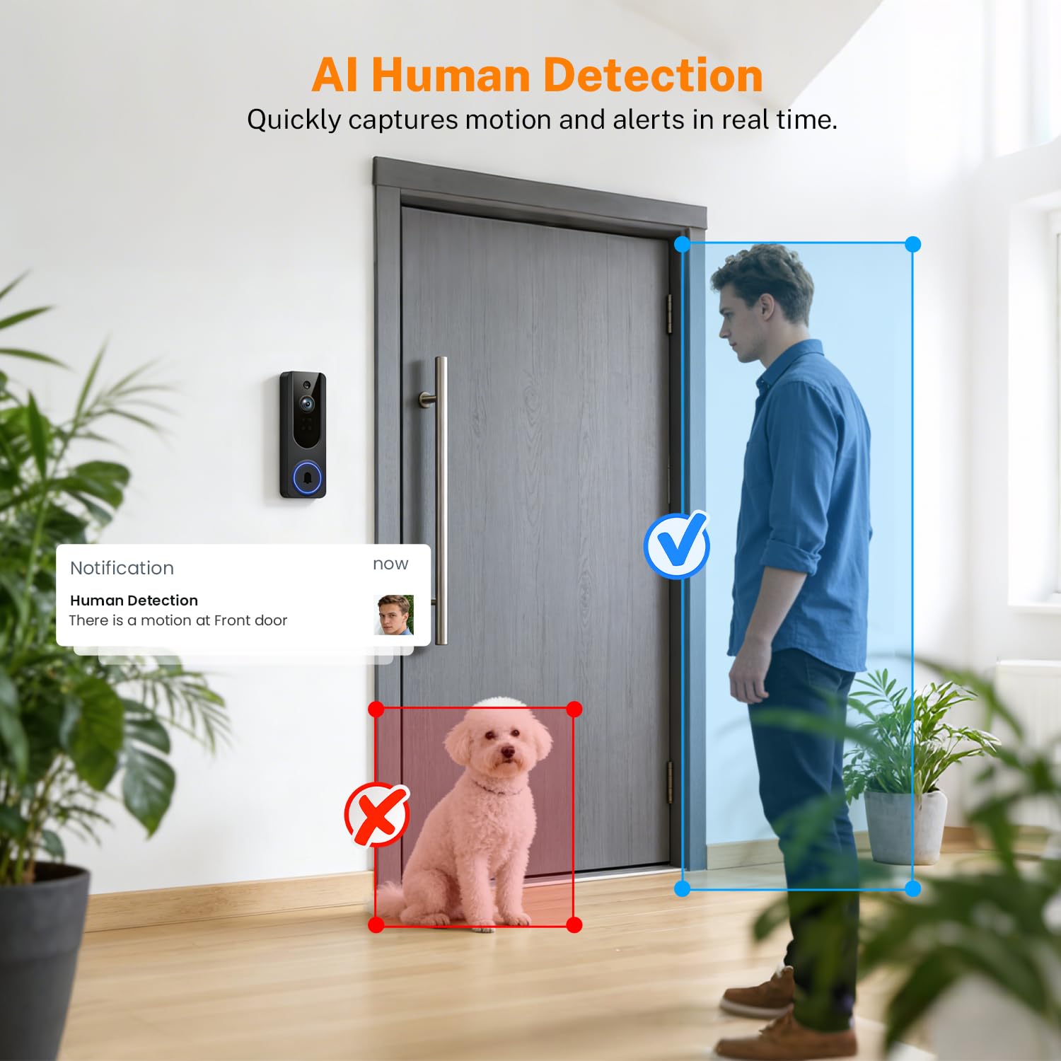 1080P Wireless Dome Surveillance Camera, Indoor Outdoor, AI Human Detection, 2-Way Audio, Night Vision, WiFi Home Surveillance, Cloud Storage — view 3