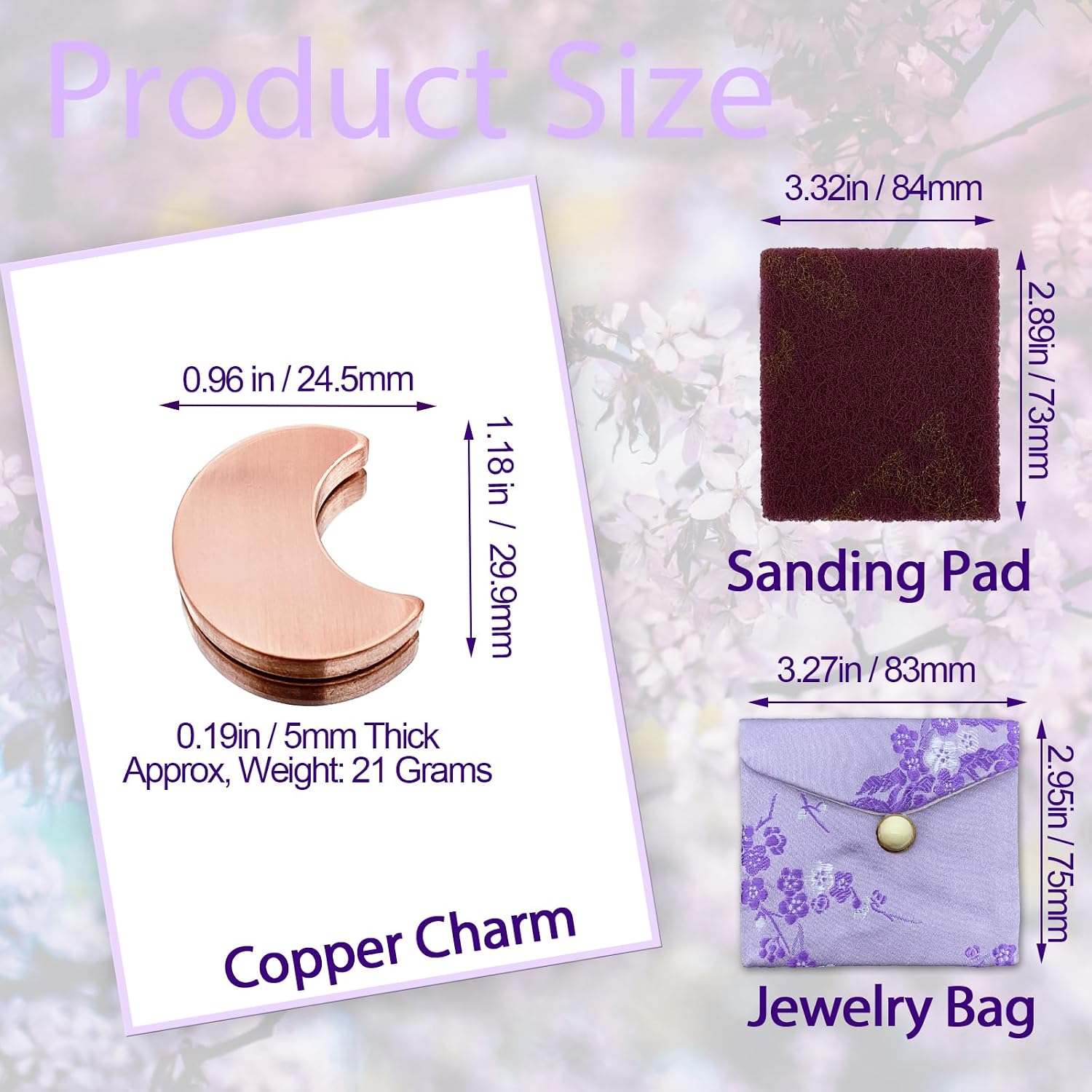 Alternative Flower Food for Fresh Cut Flowers, Copper Charm Keeps Vase Water Clear, Moon-Shaped 1 Pcs