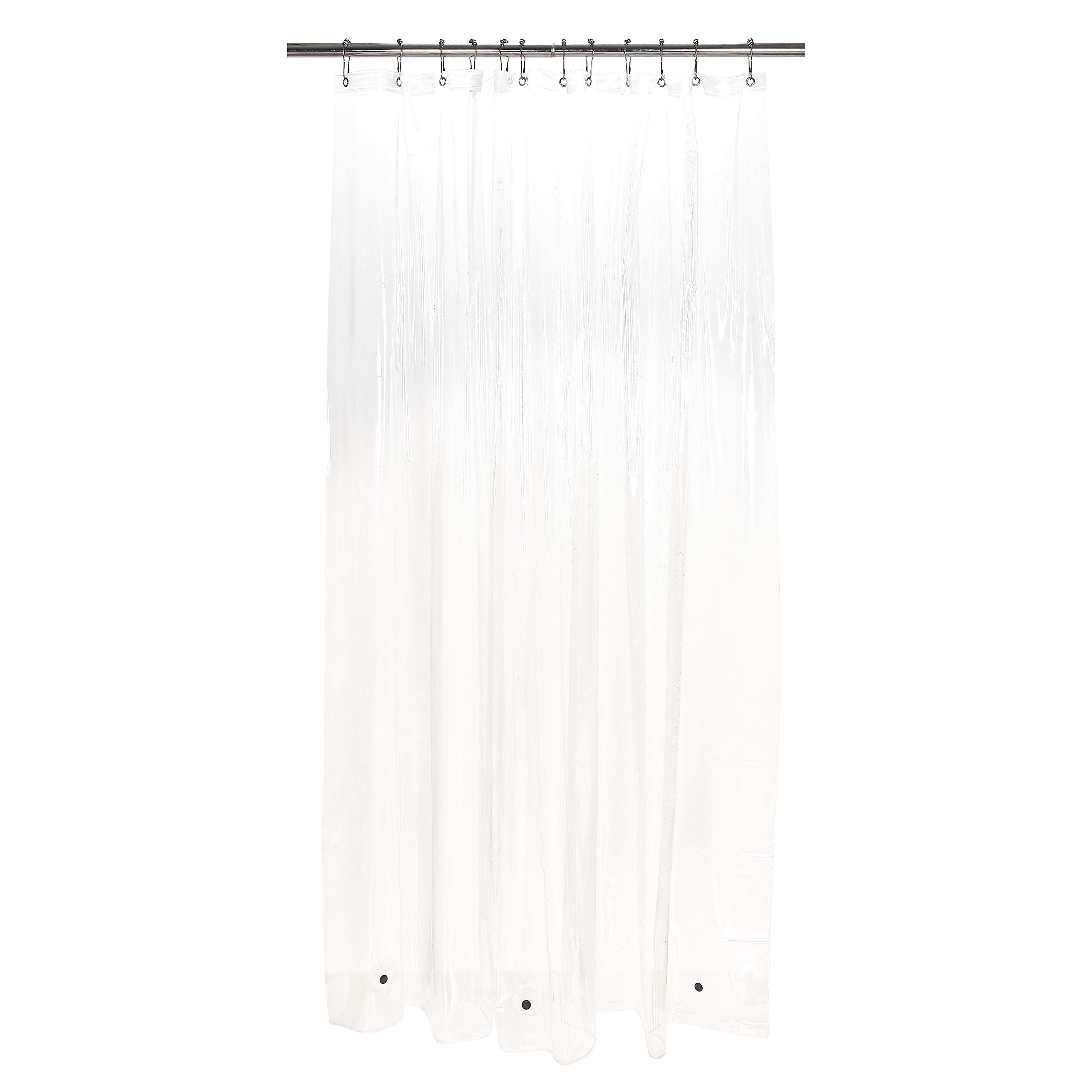 Bath Bliss Forro de Cortina de Ducha Premium para Hotel, 12 Ojales de Metal, Resistente al Moho, 3 dobladillos magnéticos, x 182,88 cm, Transparente