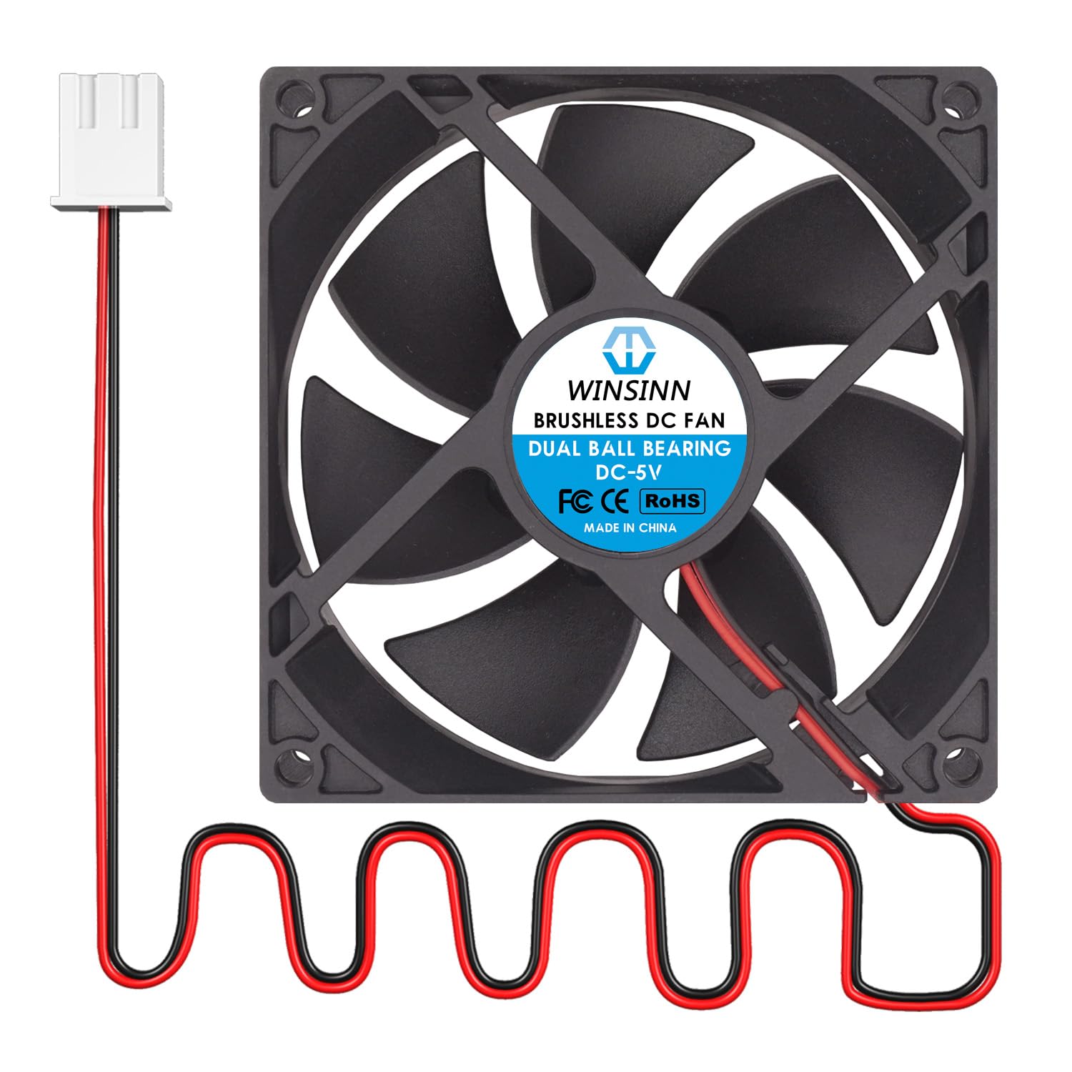 Ventilador DC 90mm 5V para refrigeración de componentes con conector de 2 pines 5