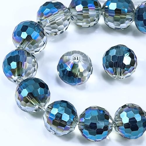 Miniatura 1 de Dowarm 150 cuentas redondas de cristal de 0.236 pulgadas para la fabricación de joyas, cuentas de cristal facetadas para manualidades, pulseras,