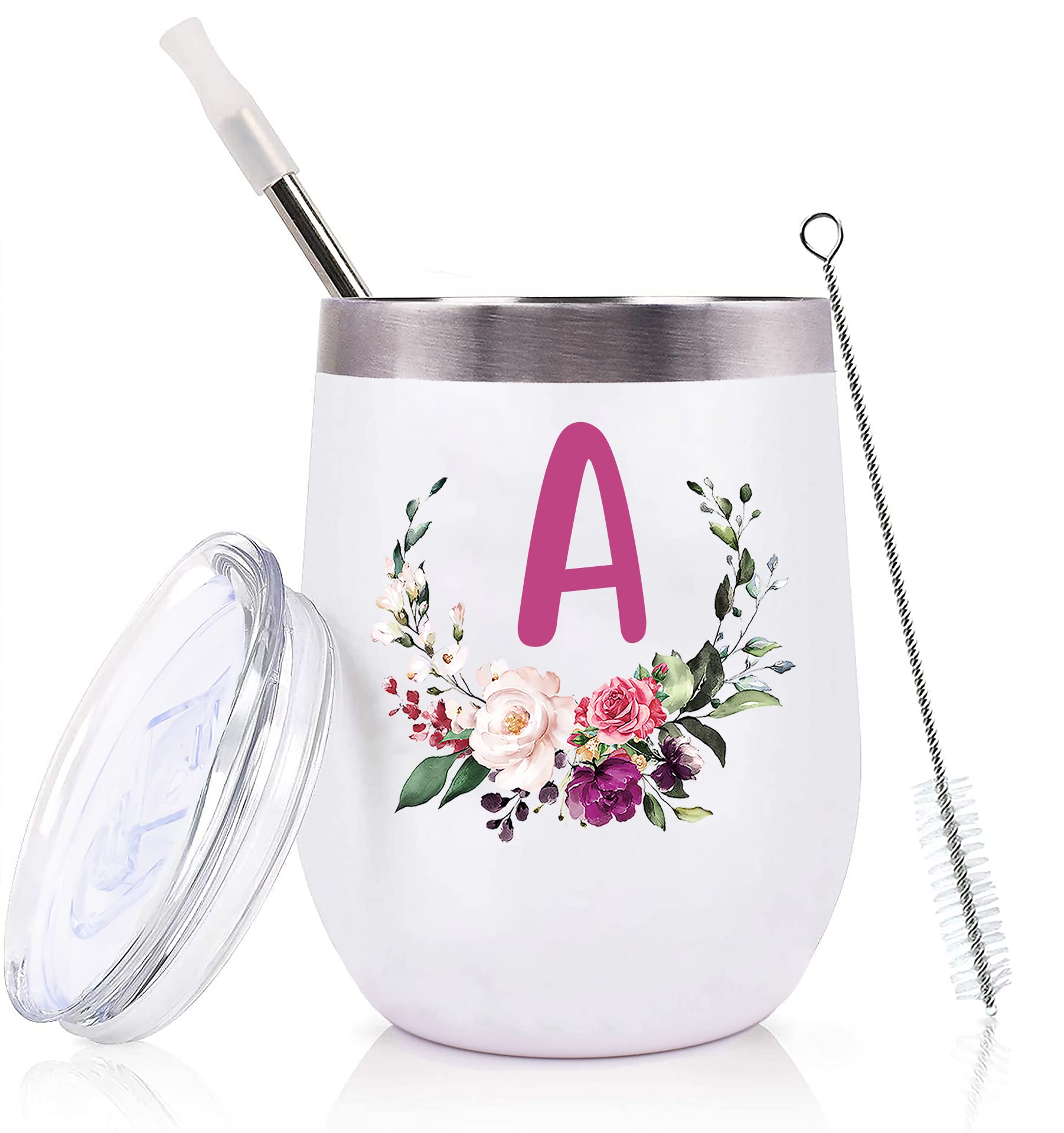 PFL Wedding Gifts for Maid of Honor From Bride-Bridal Shower Gifts for Bridesmaids Best Friends Sister-Bachelorette Gifts-12oz Monogrammed Wine