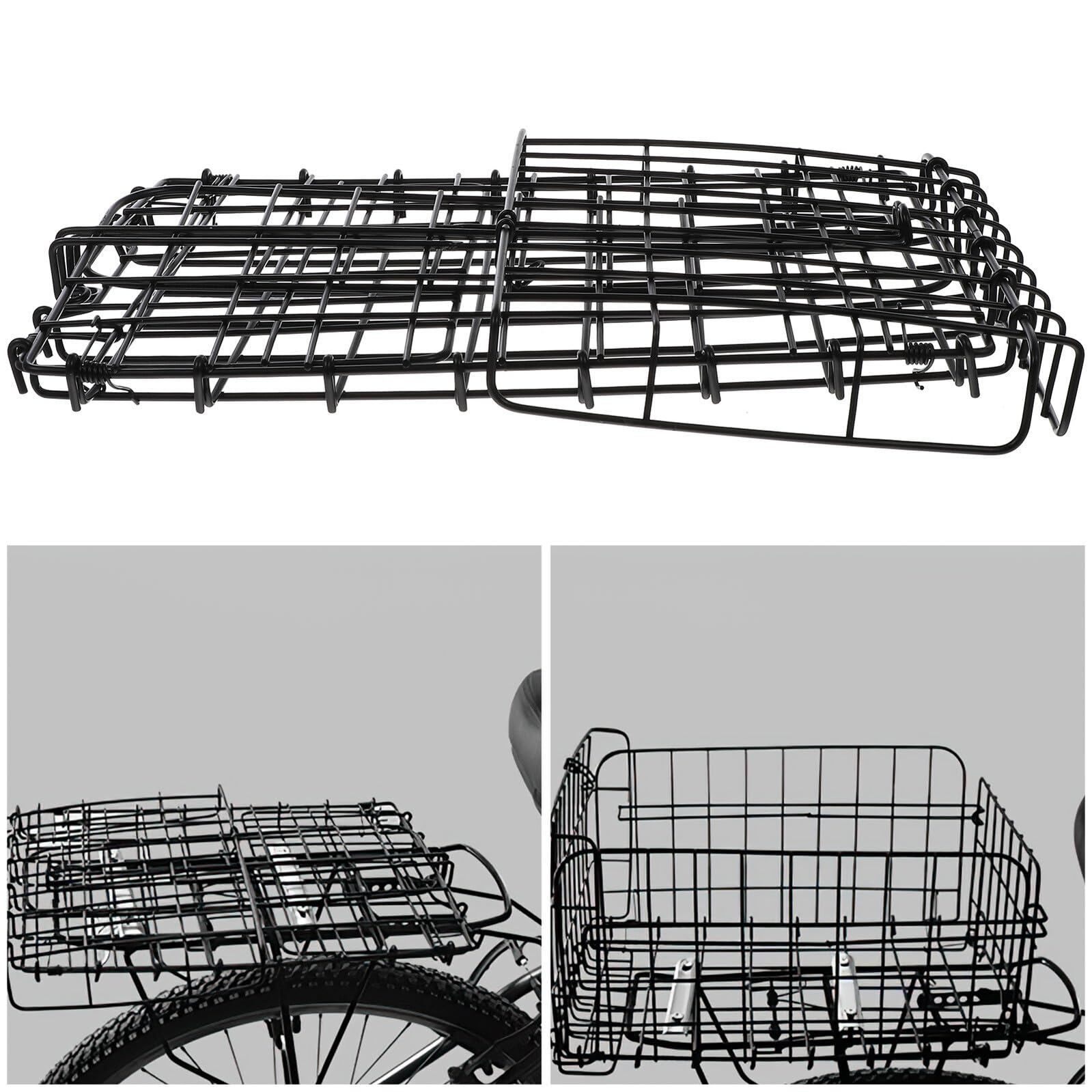 SUPVOX Gadget Holder Cestino Pieghevole Nero in Steel Wire per Bici | Electric Vehicle Basket, Thicken Bike Basket, Electric Bike Basket, Atmosfera Estiva, Stabile e Sicuro