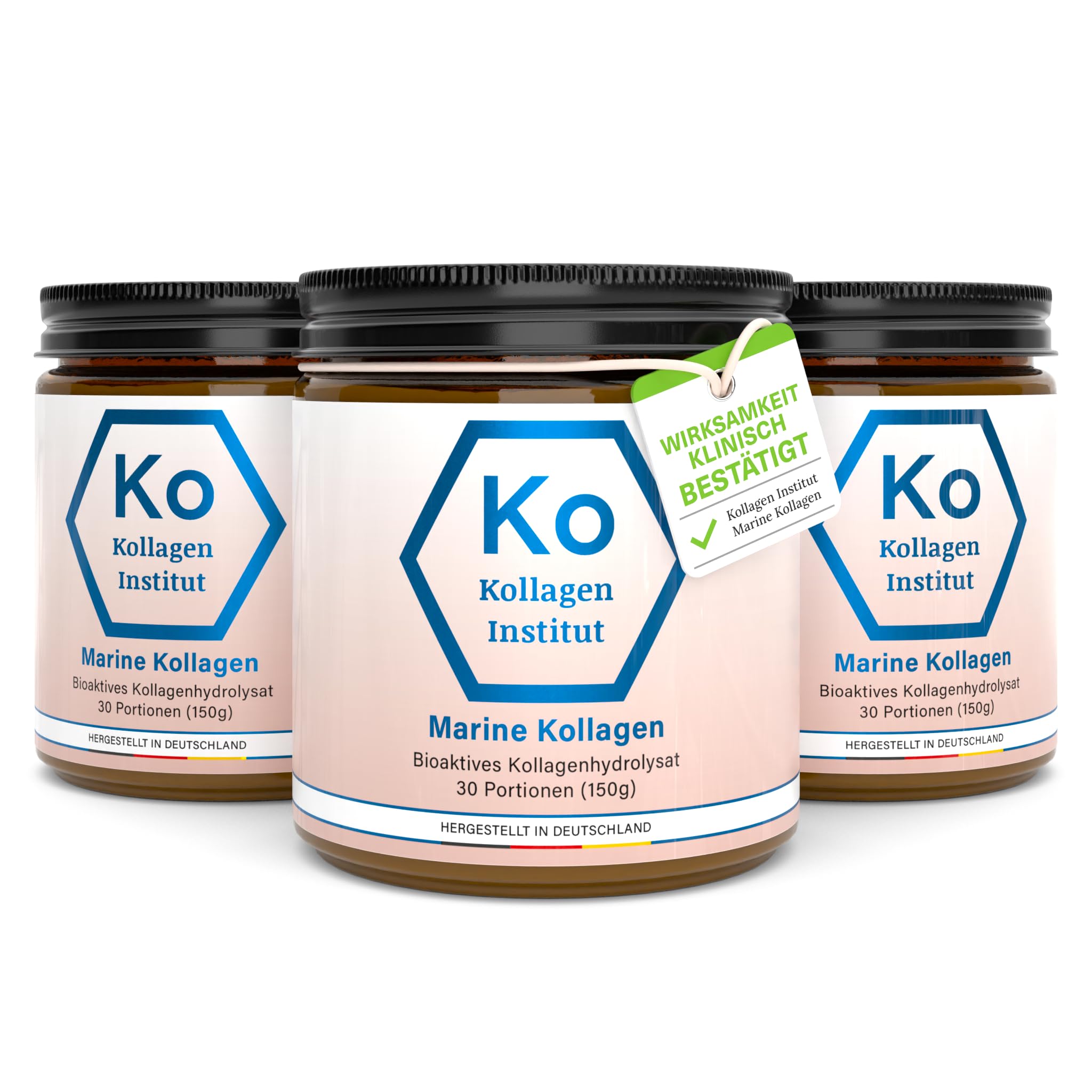 Kollagen Institut Polvere di collagene marino - 450 g (90 porzioni), peptidi di collagene bioattivo ad alto dosaggio, idrolizzato di collagene marino puro di alta qualità, polvere di collagene