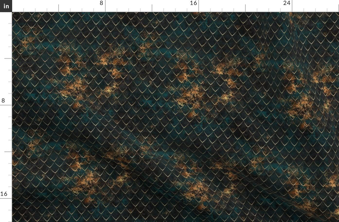 Spoonflower Fabric - Dark Scales Black Green Fantasy Cosplay Fish Dragon Mermaid Printed on Organic Cotton Sateen Fabric by The Yard - Sewing Quilting Apparel Home Decor