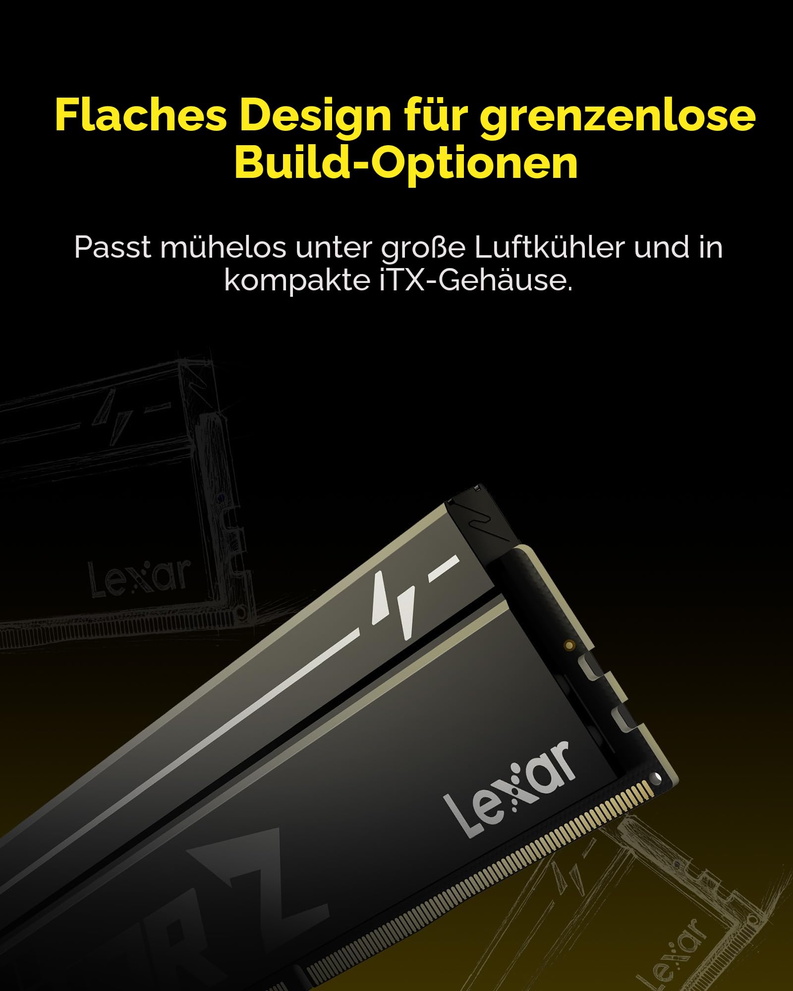 Lexar Thor Z Series OC DDR5 RAM 32GB Kit (2x16GB) 6000MHz CL36, DRAM 288pin UDIMM Desktop Speicher, PC Memory Hochleistungs-Computerspeicher für Intel XMP 3.0/AMD EXPO, für AI, Gaming, 1,4V