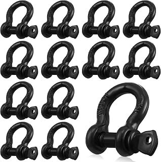 Otoolling 12 Pack 1/2" D-Ring Shackles Heavy Duty Screw Pin Zinc Plated for Towing Winch Off-Road Recovery Rigging