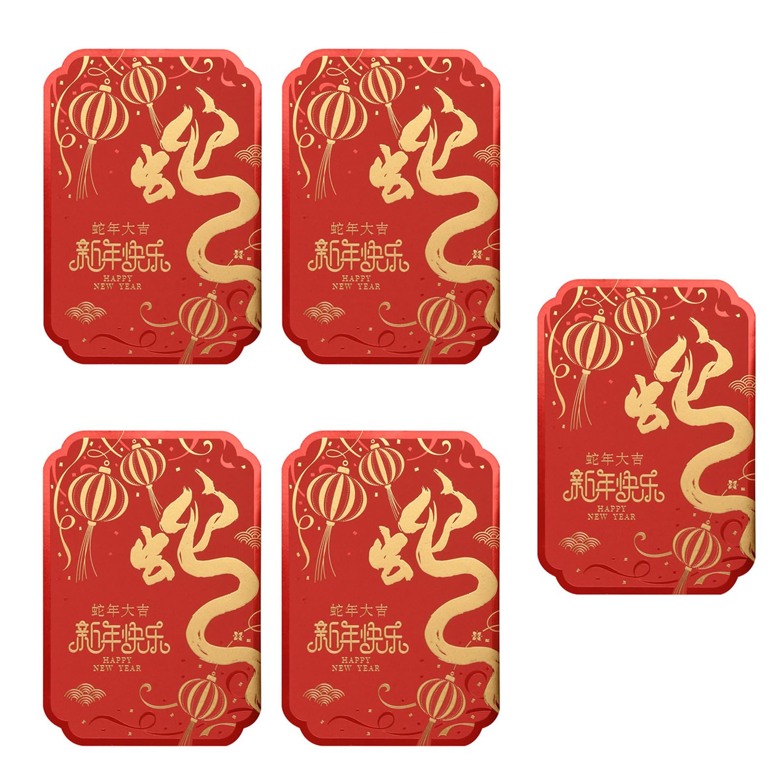 Buxuaaaa Happy New Year 5 Sets New Year Cards With Envelopes 2025 Year Of The Snake Handwritten Greetings Card For Family Friend Party Supplies Holiday Greeting Cards