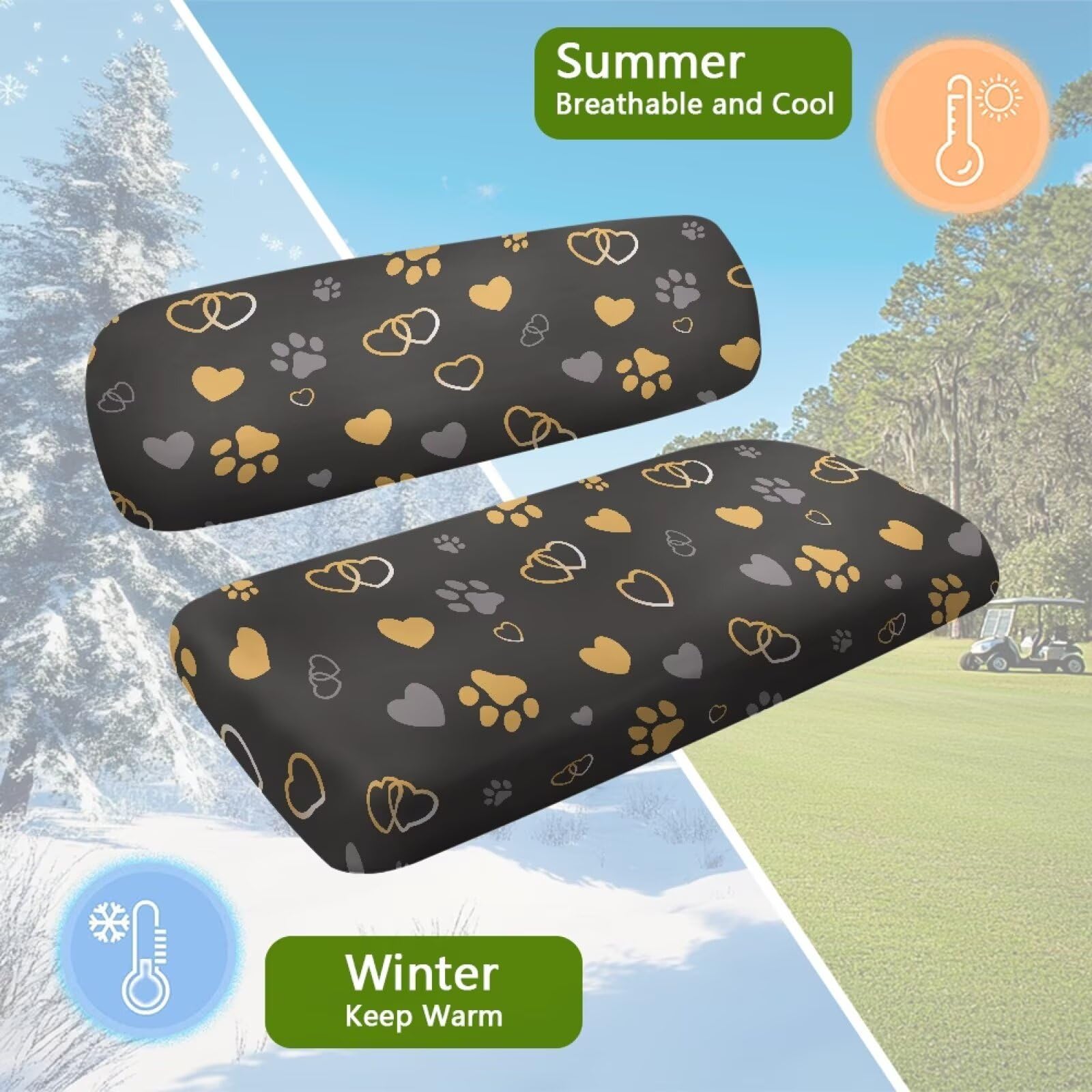 Fundas de repuesto para asiento de carrito de golf, color negro, ajuste universal para EZGO TXT/RXV y Club Car Precedent, diseño antideslizante con bordes elásticos, protección duradera para