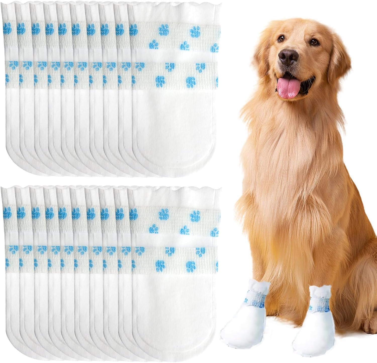 20pcs Disposable Dog Boots for Injured Paws M(16-38 lb)Waterproof Dog Shoes with Bandage Paw Protectors Stop Licking Disposable Pet Socks for Dogs Paw Bandage Cover Indoor & Outdoor Walking