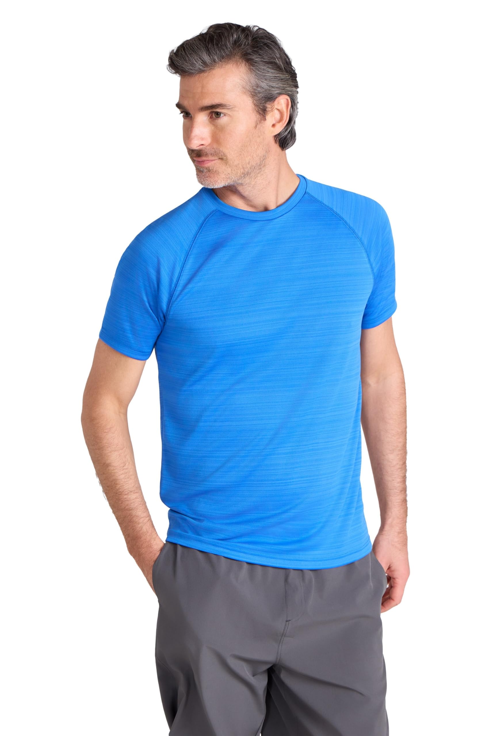 Mountain Warehouse Endurance Stripe IsoCool Mens Tee Bright Blue XL